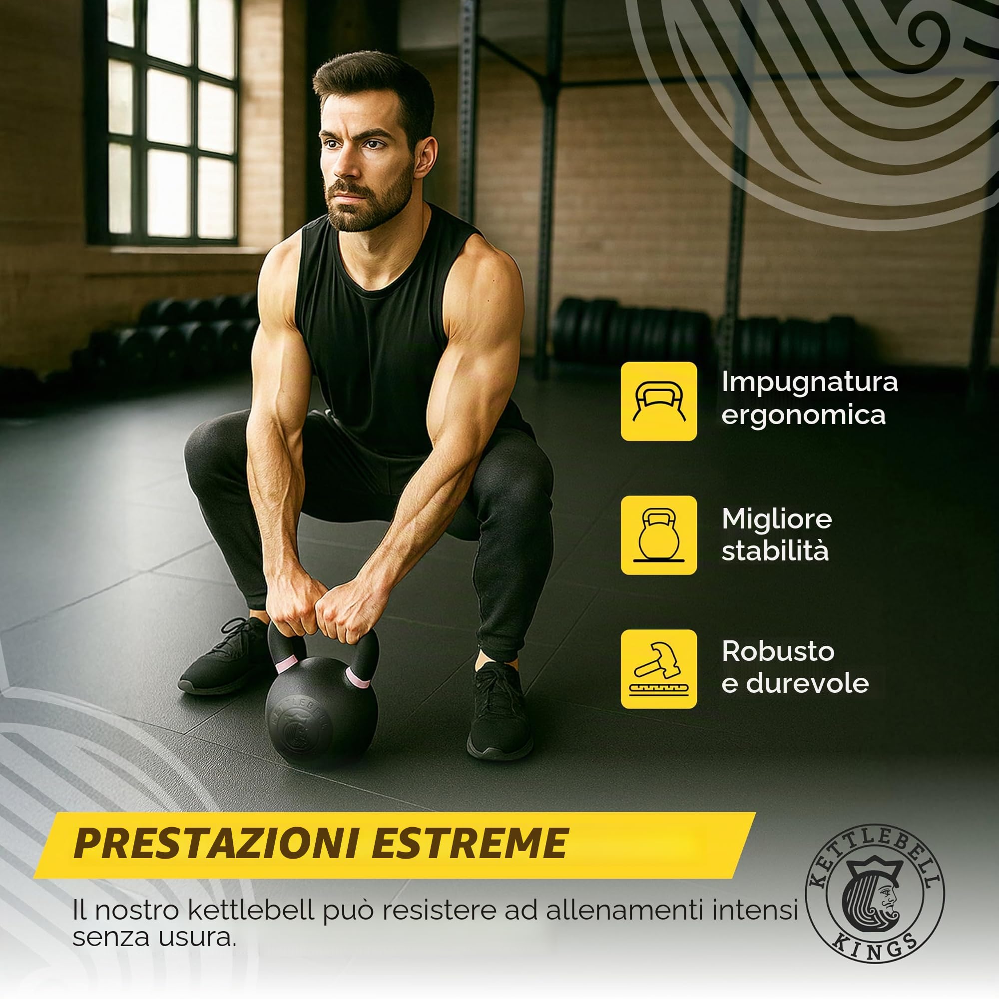 Kettlebell kettlebell Kings | Powder Coat | Progettato per Crossfit, Esercizi di Allenamento della Forza & HIIT
