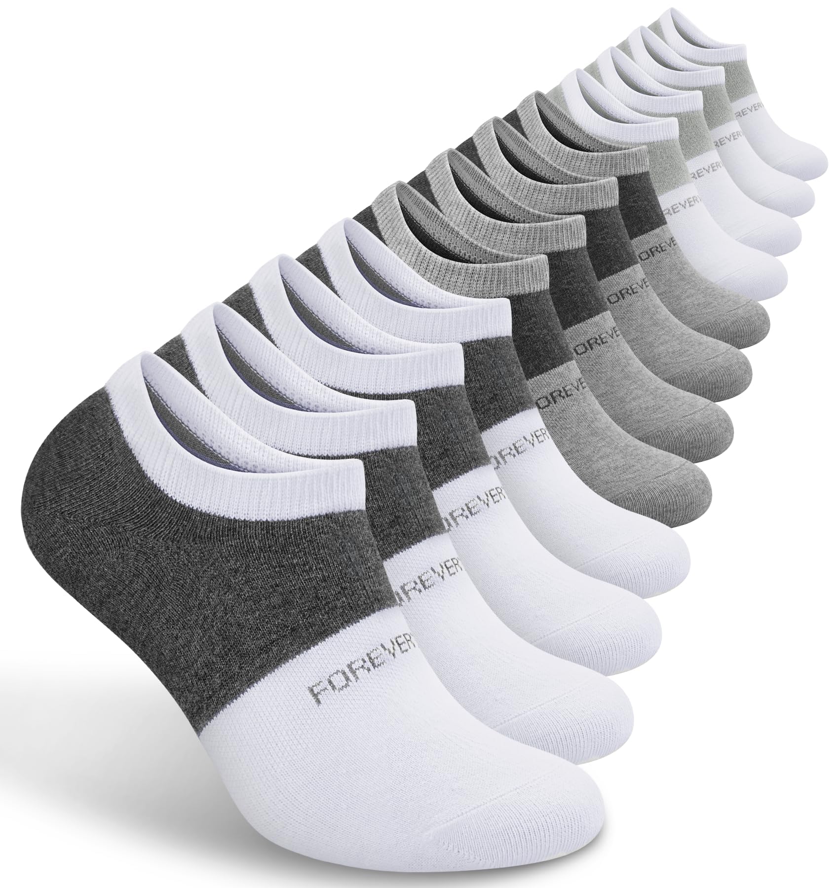 YSense Mens No Show Socks Cotton Invisible Low Cut Ankle Socks 6-10/11-13 with Non Slip Grips 6 Pairs