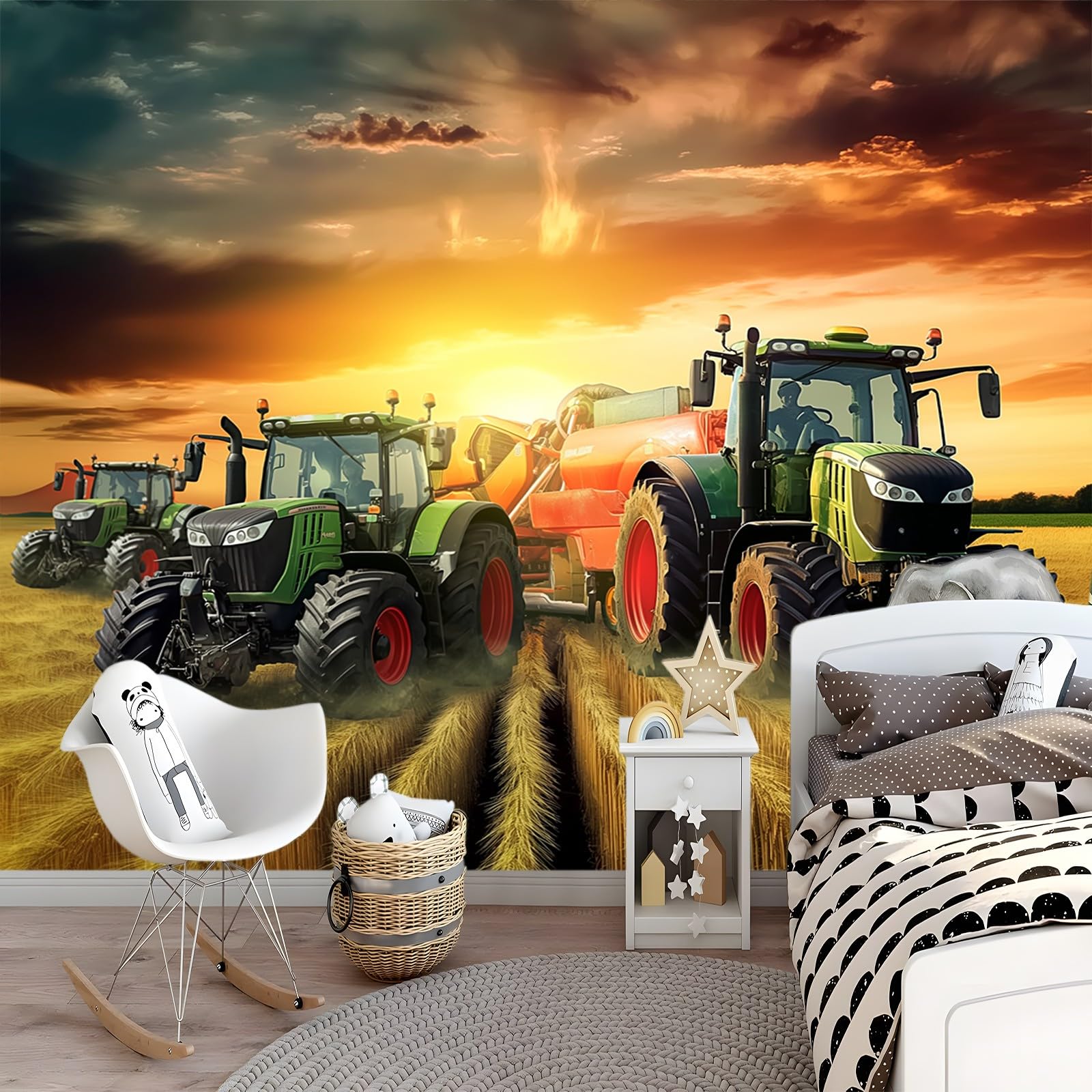 Poster geant mural 3D tracteur pour decoration chambre et restaurant