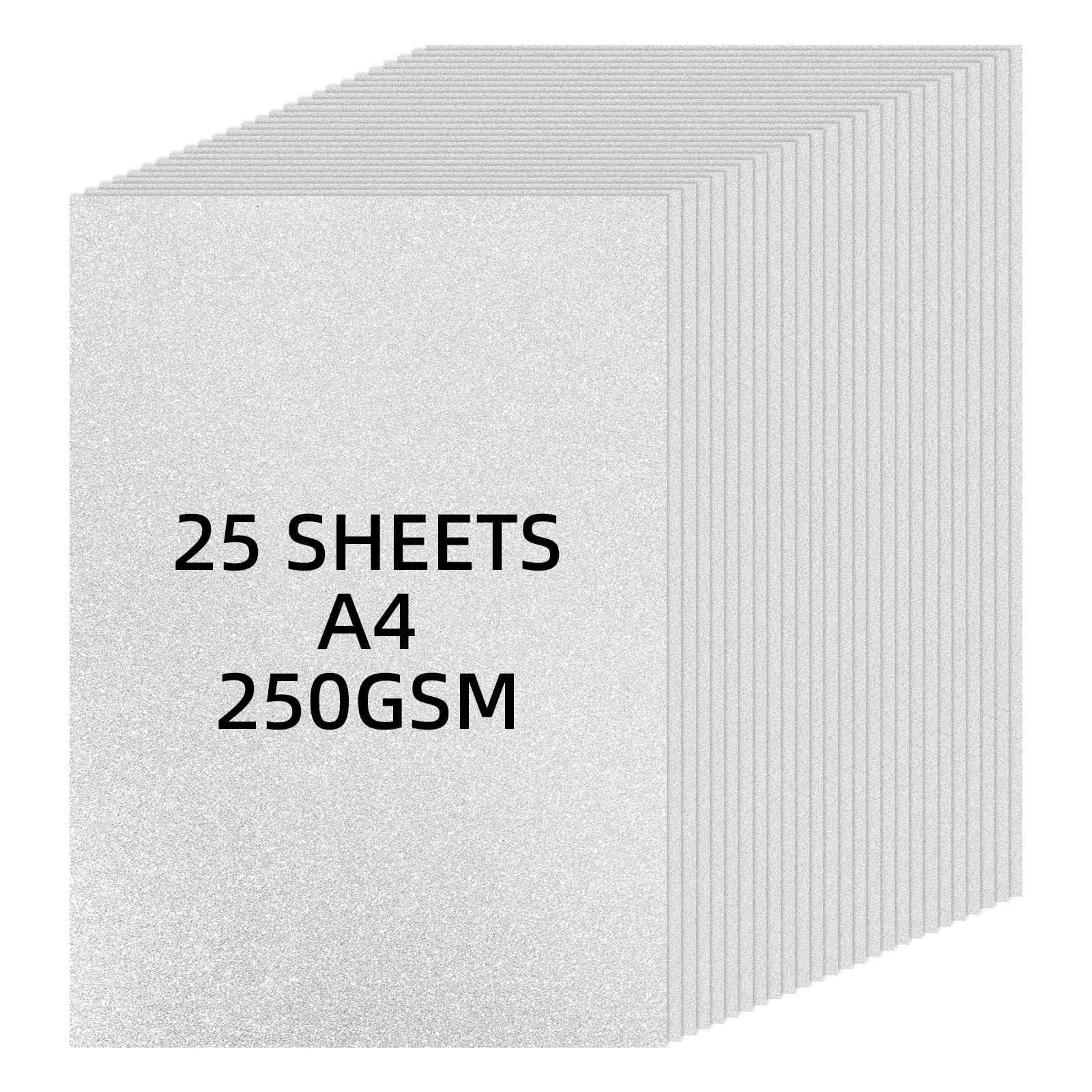 APXEL A4 Glitter Cardstock Paper, 25PCS 250gsm Non Shed Glitter Card Sheets