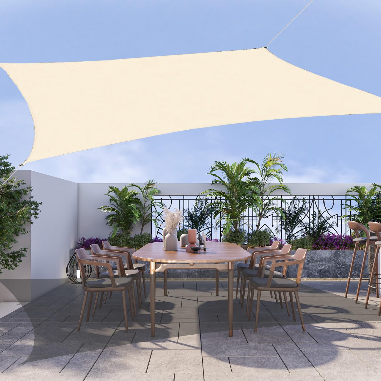 Wasserdichtes Outdoor-Sonnensegel, 2 x 2 m, UV-Block-Sonnenschutz für Terrasse, Hinterhof und Deck, langlebig, rechteckig, für Outdoor-Freizeitaktivitäten