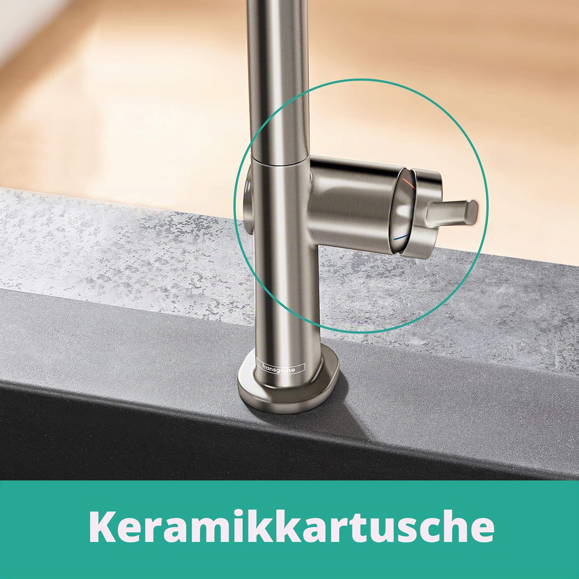 hansgrohe Küchenarmatur Talis M54 (Wasserhahn Küche, 360° schwenkbar, hoher Komfort-U-Auslauf 220mm, Standardanschlüsse) Edelstahl Finish