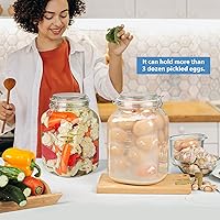 Vista 3 de 2 Pack 1 Gallon Square Super Wide-Mouth Glass Jars with Airtight Lids - Glass Storage Jars with 2 Measurement Mark - Canning Jars with Large