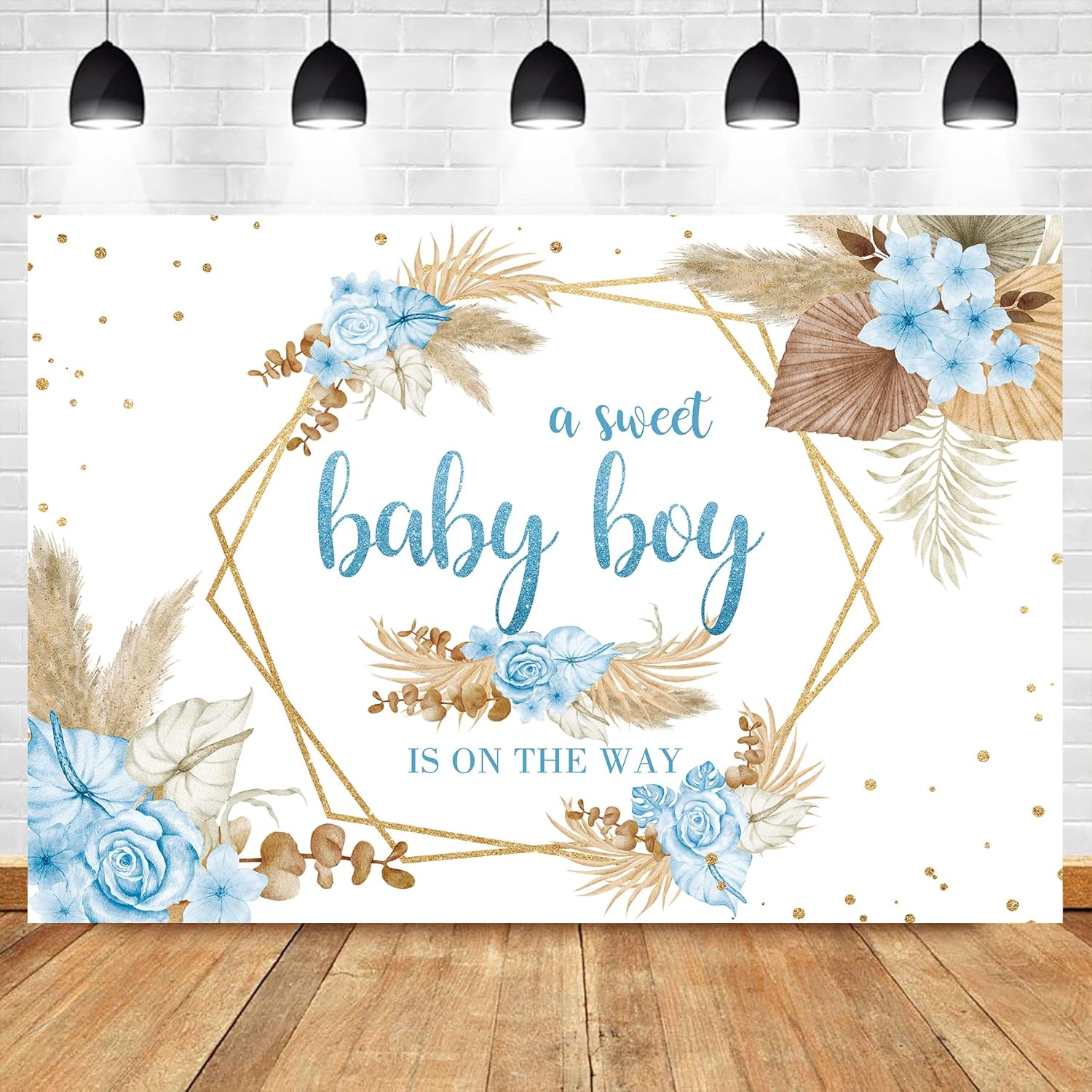Homewelle Boho Baby Shower Boy Backdrop 7Wx5H Feet