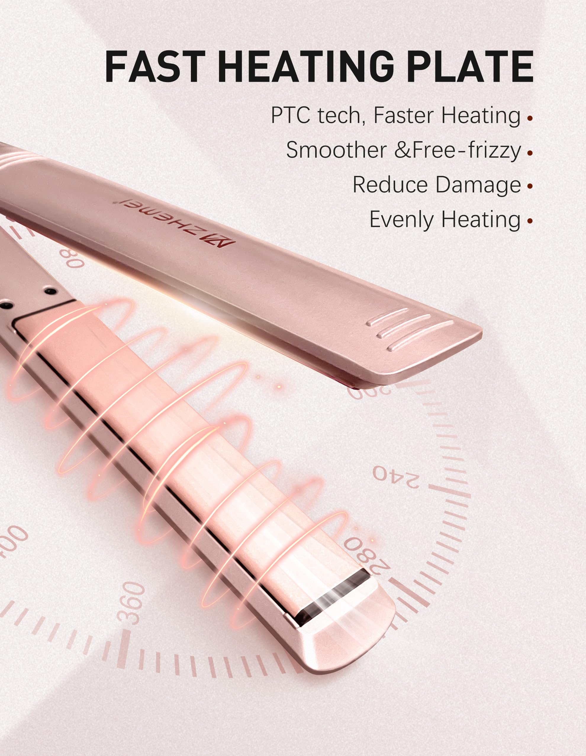 Plancha plana de 1 pulgada con pantalla LED, plancha profesional PTC cerámica de iones negativos, plancha de pelo de doble voltaje para cabello de mujer, calienta hasta 230.0 °C, 6