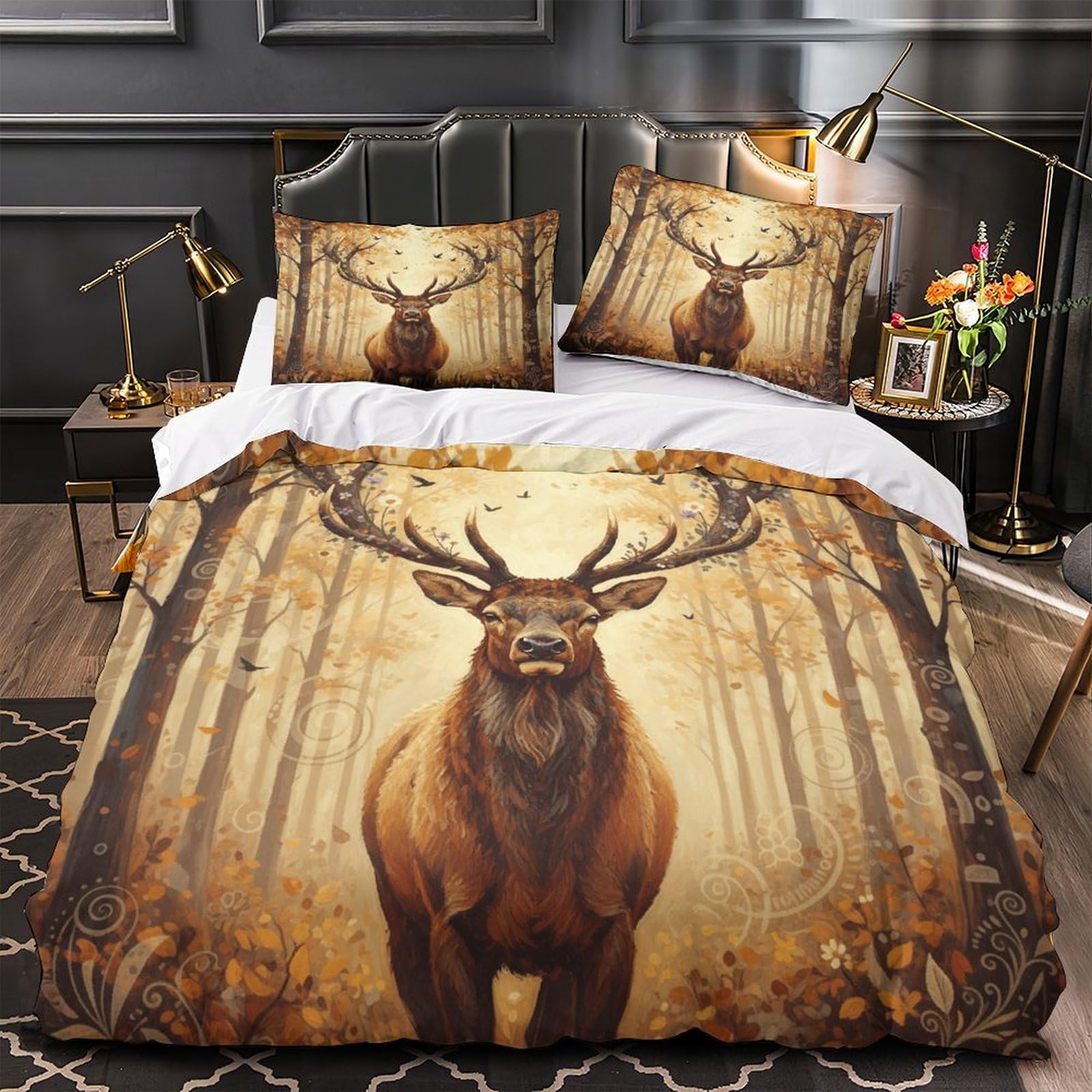 Housse de couette cerf 3D ultra douce et résistante avec fermeture éclair