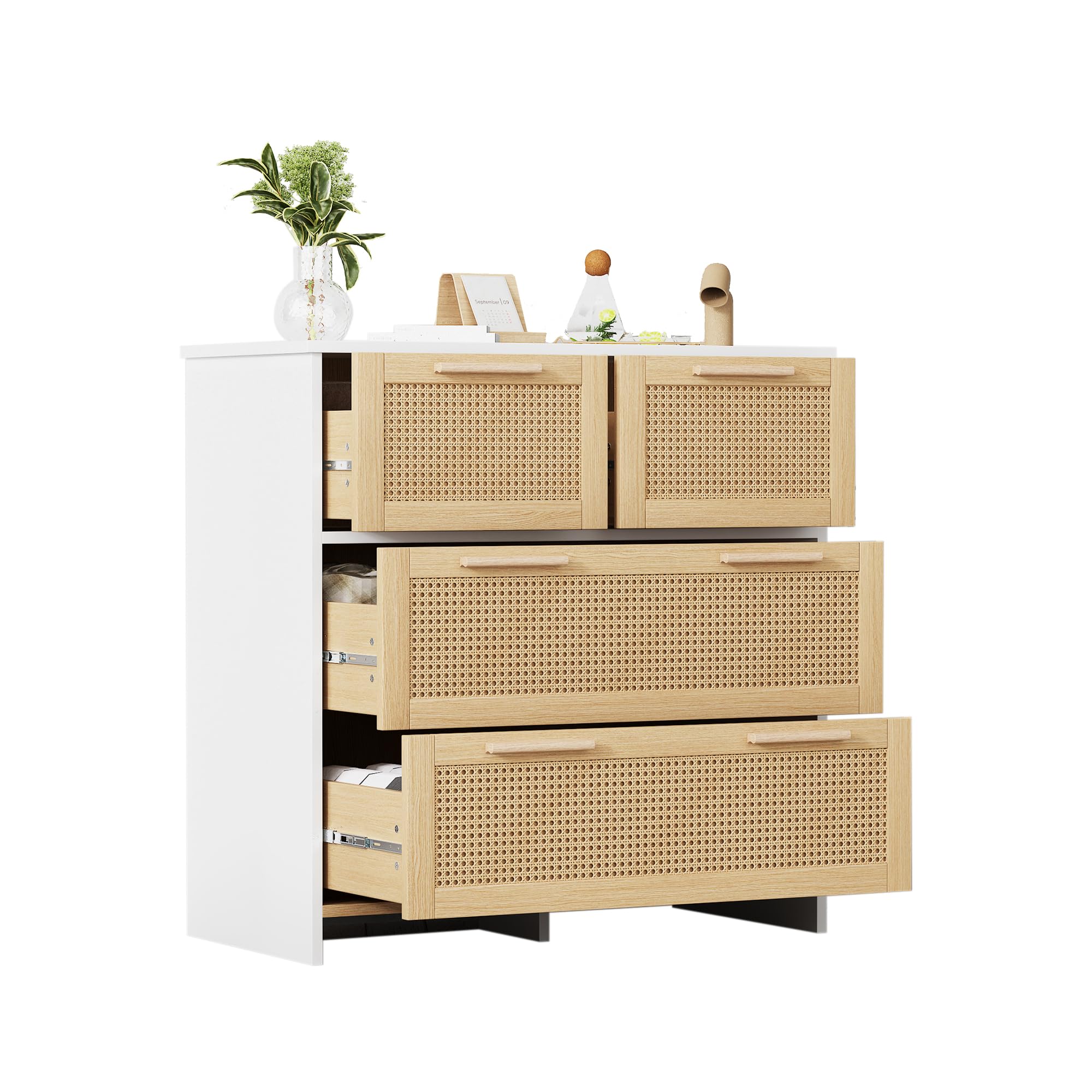 Cómoda de ratán natural de 4 cajones: dile adiós al desorden en tu sala de estar