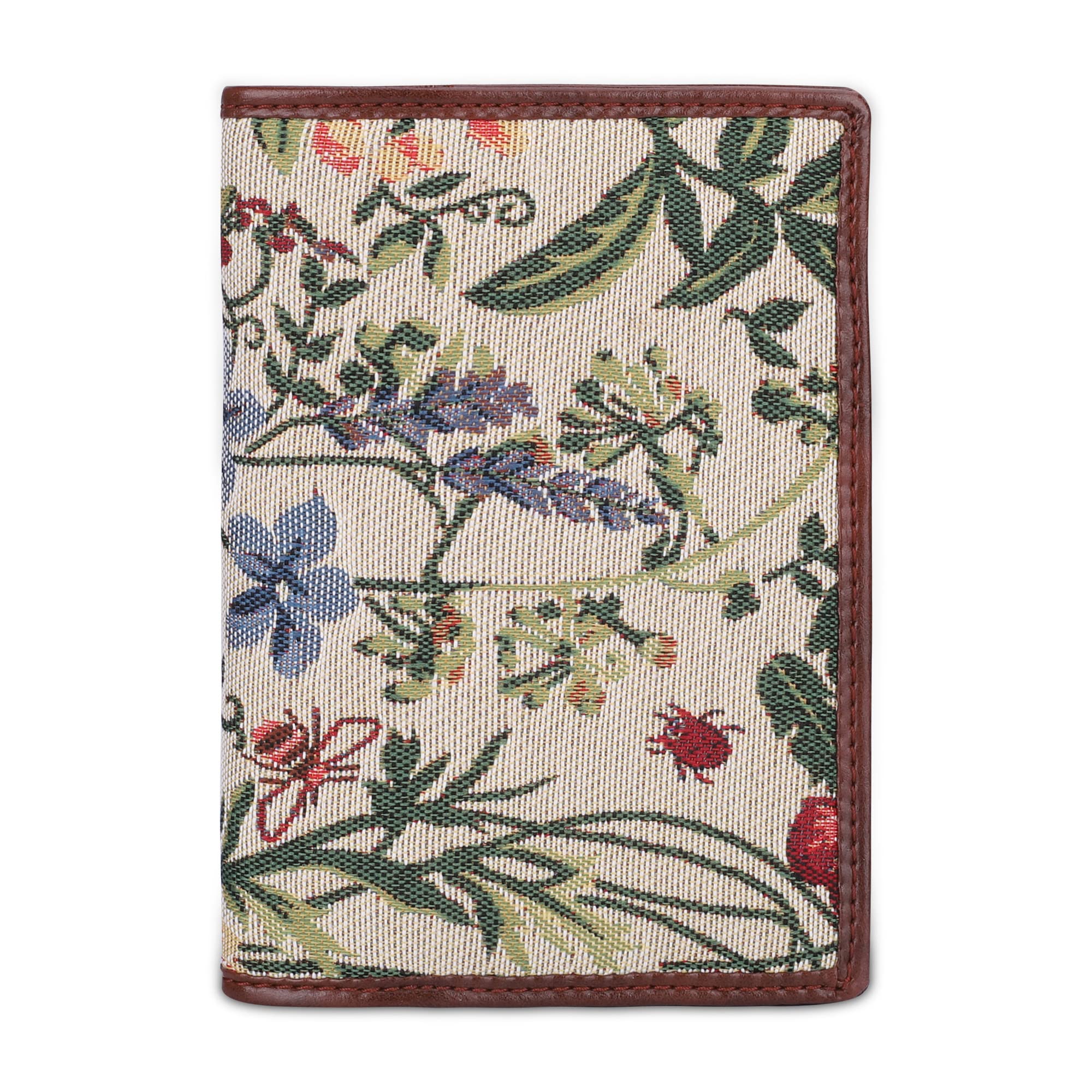 Glamour Fold Series Tapestry Fabric & Faux Leather Unisex Dual Passport Wallet Travel Document Organizer with Multiple Card Holder Slots (Flax)