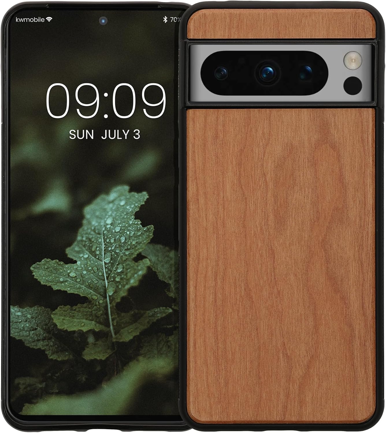 kwmobile Real Wood Case Compatible with Google Pixel 8 Pro Case - Hard Wooden Cover w/TPU Bumper - Brown 5 81qRjZ721rL. AC SL1500
