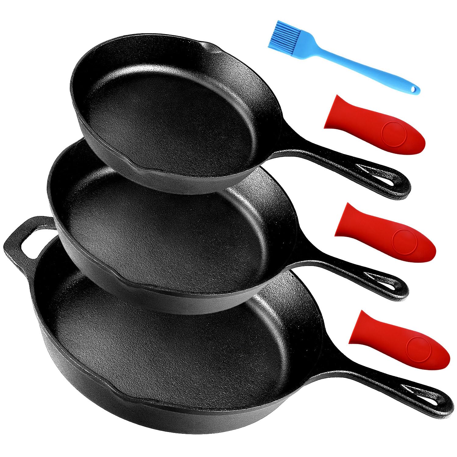 Suteck Cast Iron Skillets 3-Piece Set