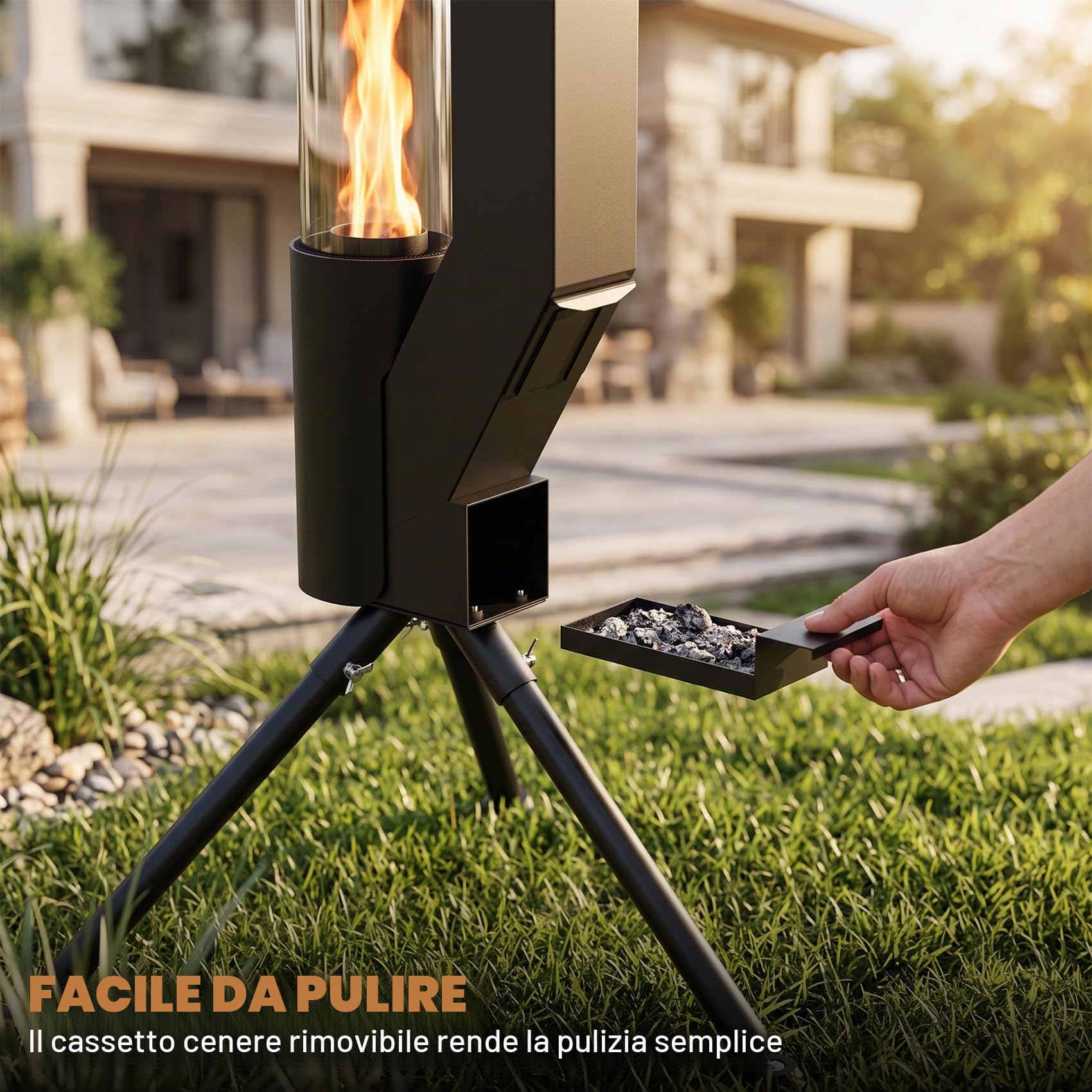 Braciere a pellet di legno da patio, braciere da campeggio, camino portatile per cortile, portico, caffetteria, ristorante esterno, falò in giardino, camper, tailgating