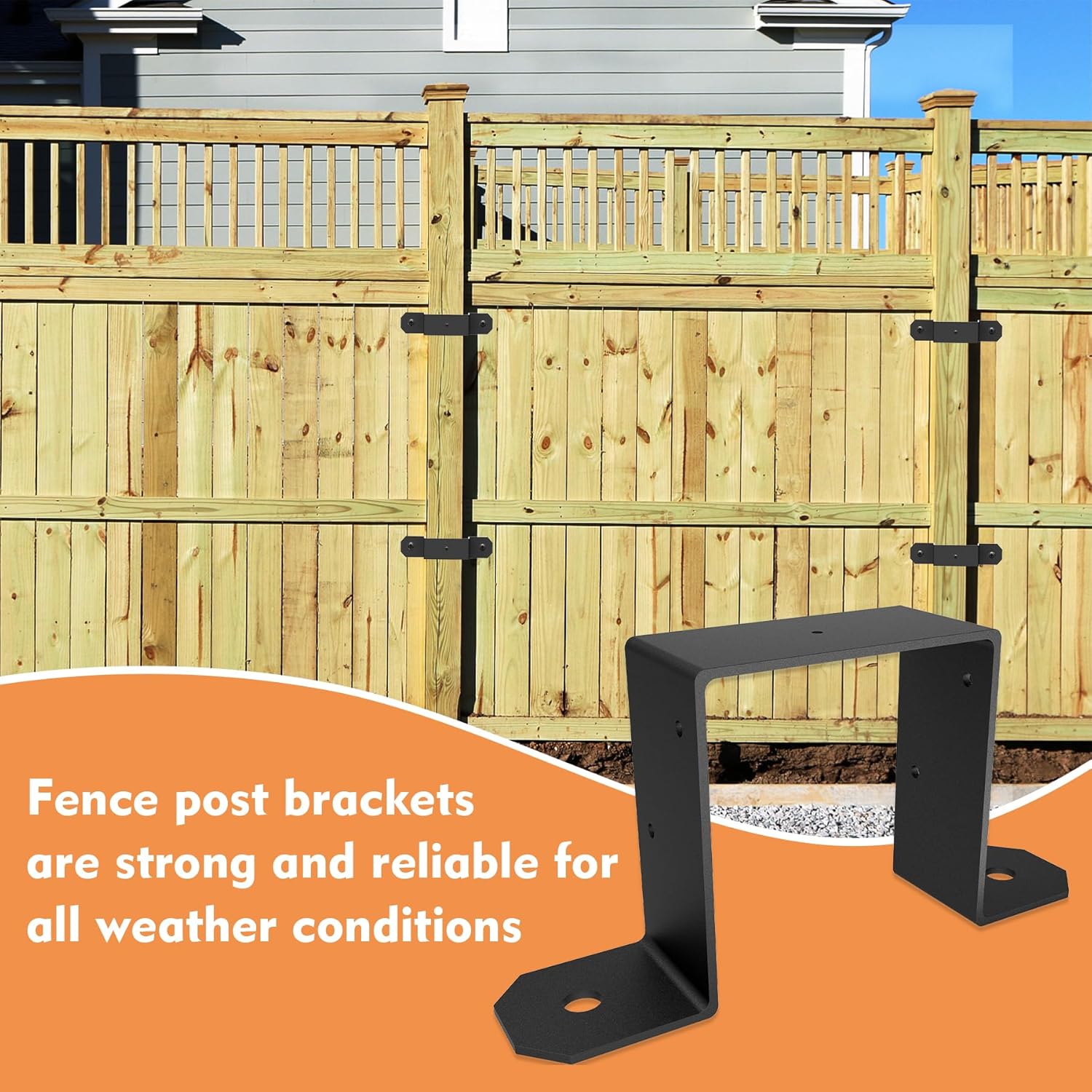 8 Pcs 4" x 4" Strap Post Ties, 14 Gauge Thickness 2mm Deck Fence Post Tie Bracket for 4x4 Post Black Brackets for Wood
