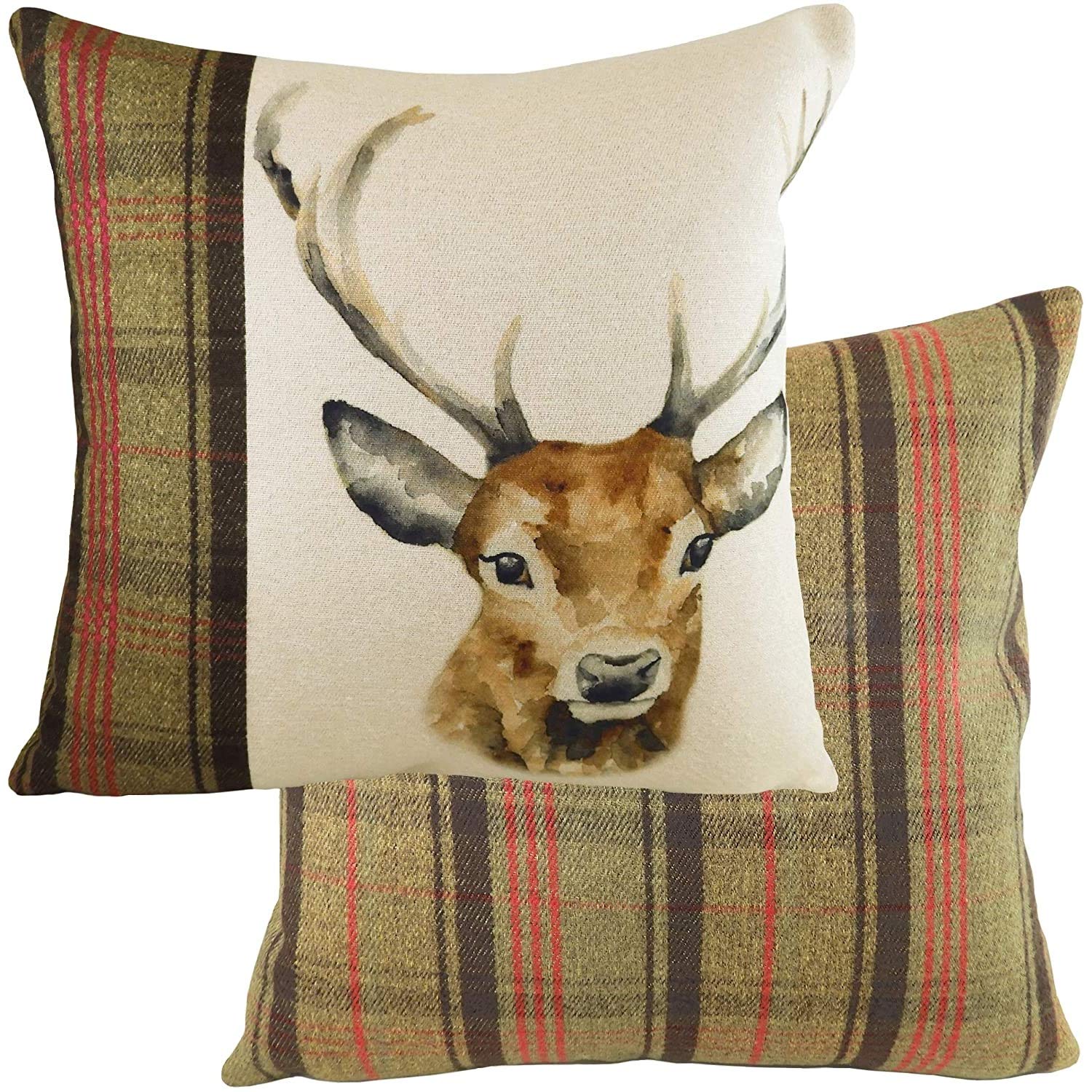Evans Lichfield Hunter Stag Cushion Cover, Polyester, Multicolour, 43 x 43cm