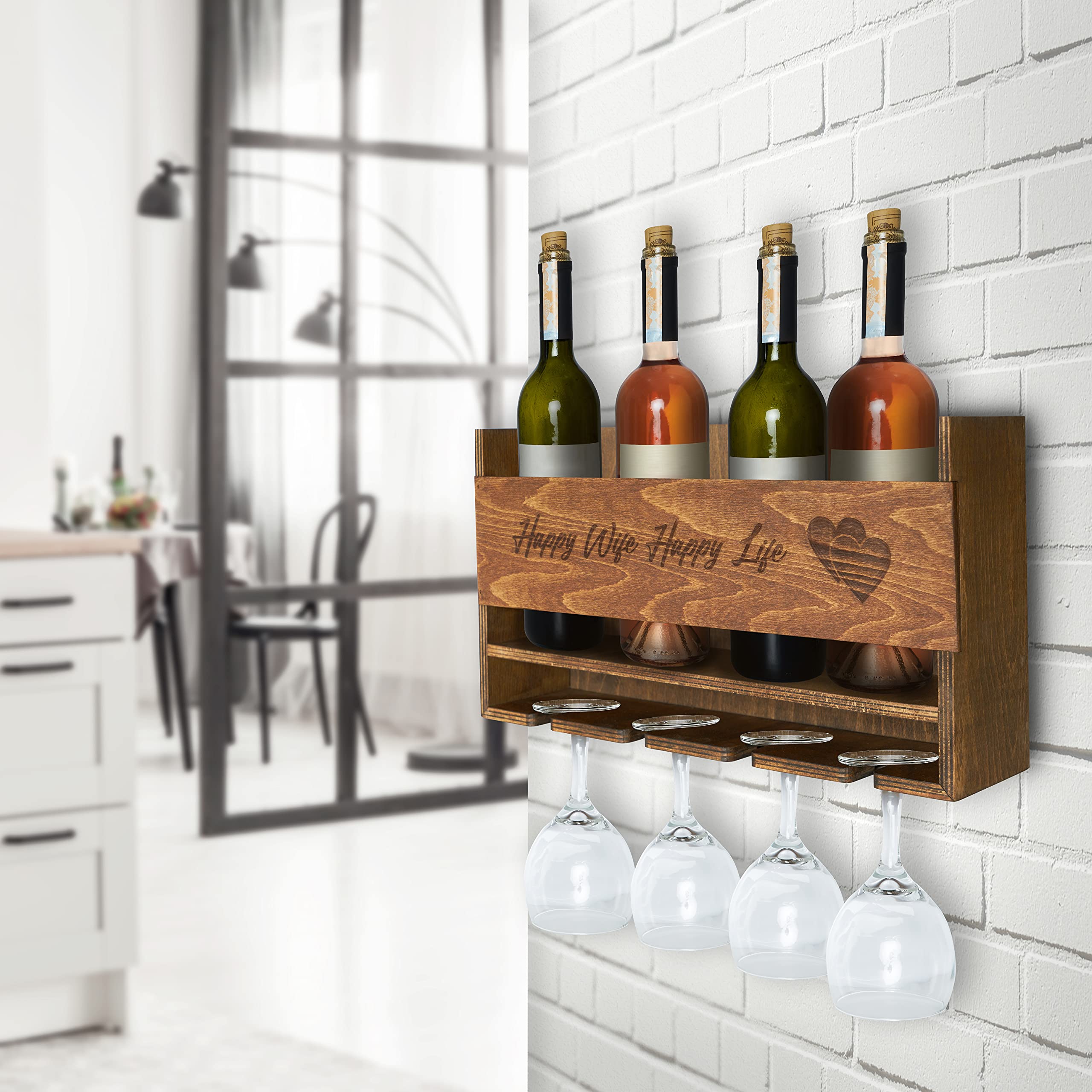 MERKAY Retirement Gifts for Women Wine Rack Lover Gifts for Women Like Wine Gifts for Women, Wine Lover Gifts for Women, and are Fun Congratulations Gifts for Women (Happy Wife Happy Life)