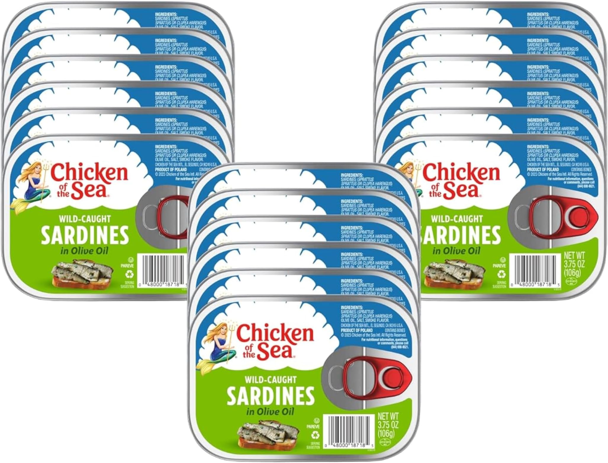 Wild Caught Sardines in Olive Oil, 3.75 oz Cans, 18-Count – High Protein Nutritional Powerhouse Canned Sardines – Perfect in Any Dish or as Ready to Eat Meals