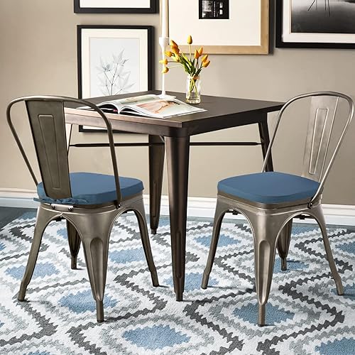 Miniatura 7 de GUEGLSA Cojines de asiento impermeables para exteriores, 14 x 14 pulgadas, almohadilla de metal antideslizante con lazos, cojín de metal en forma de