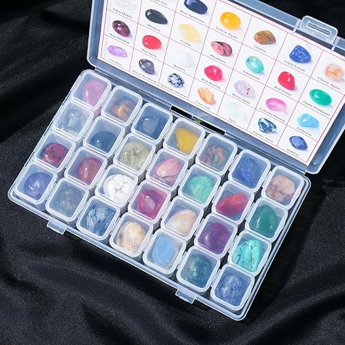 Miniatura 2 de 28 piedras de cristal pulidas naturales pulidas, cuarzo rosa, rodonita, sodalita, cristal curativo, muestra mineral, caja de regalo, piedras