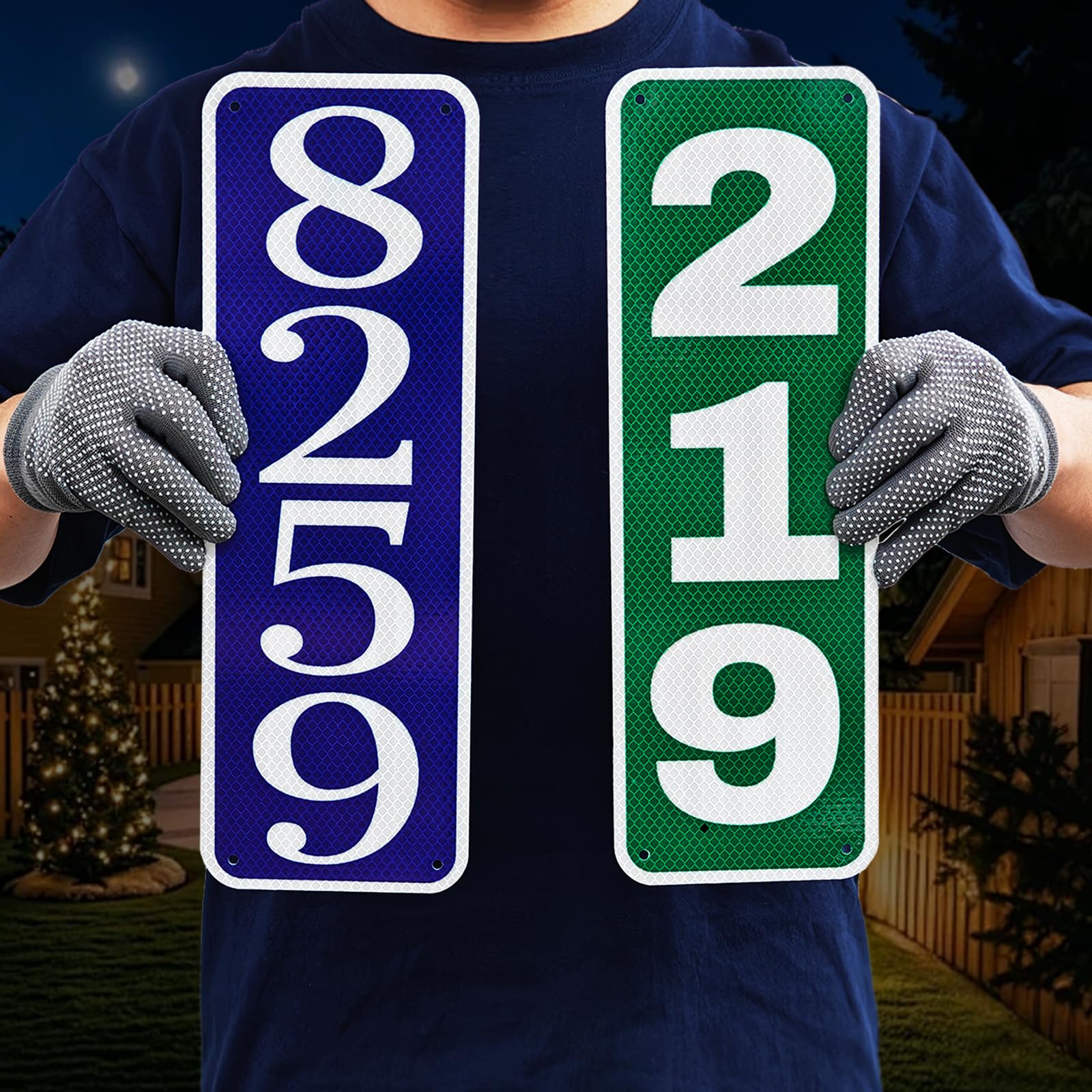 911 Address Reflective Sign - House Numbers for Outside, Custom Mailbox Plaque, Solid Aluminum Waterproof Rustproof Address Plaque, Outdoor Yard Fence