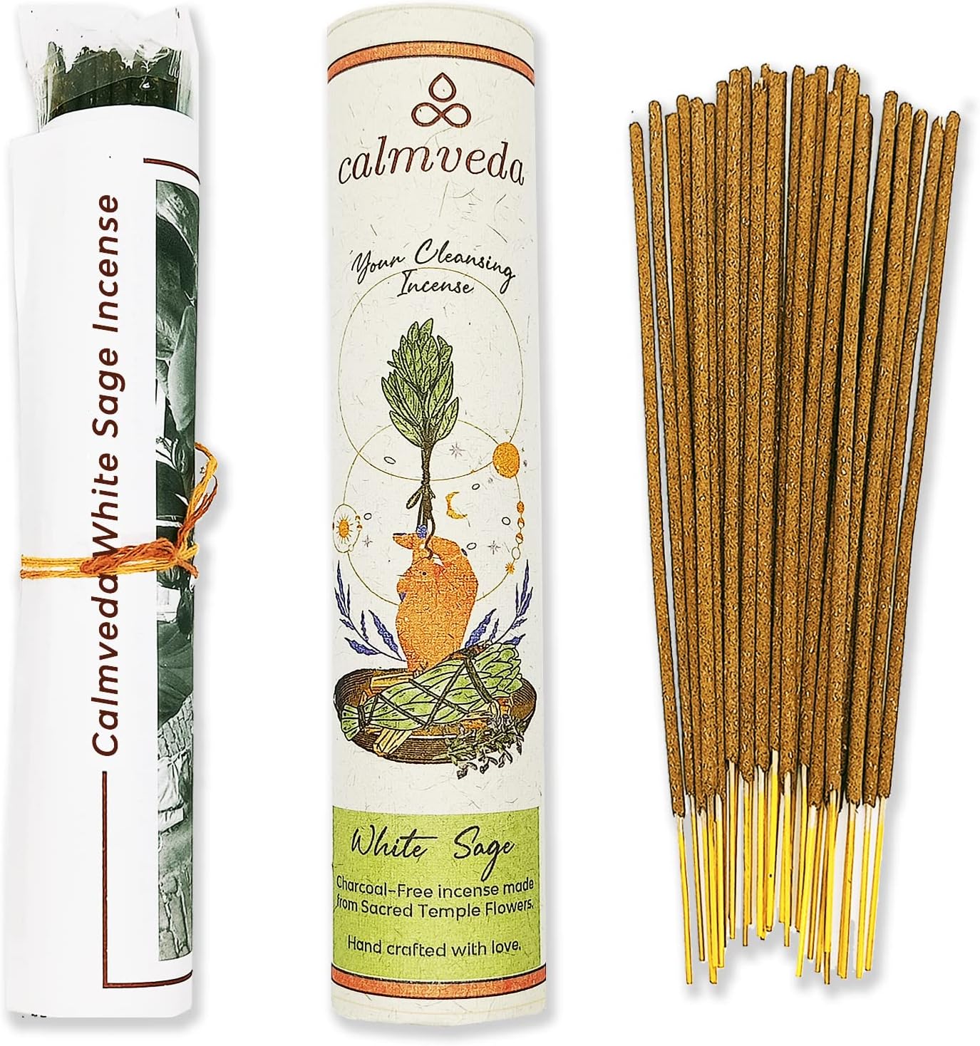 Calmveda White Sage Incense Sticks for Cleansing (80 Scent Sticks