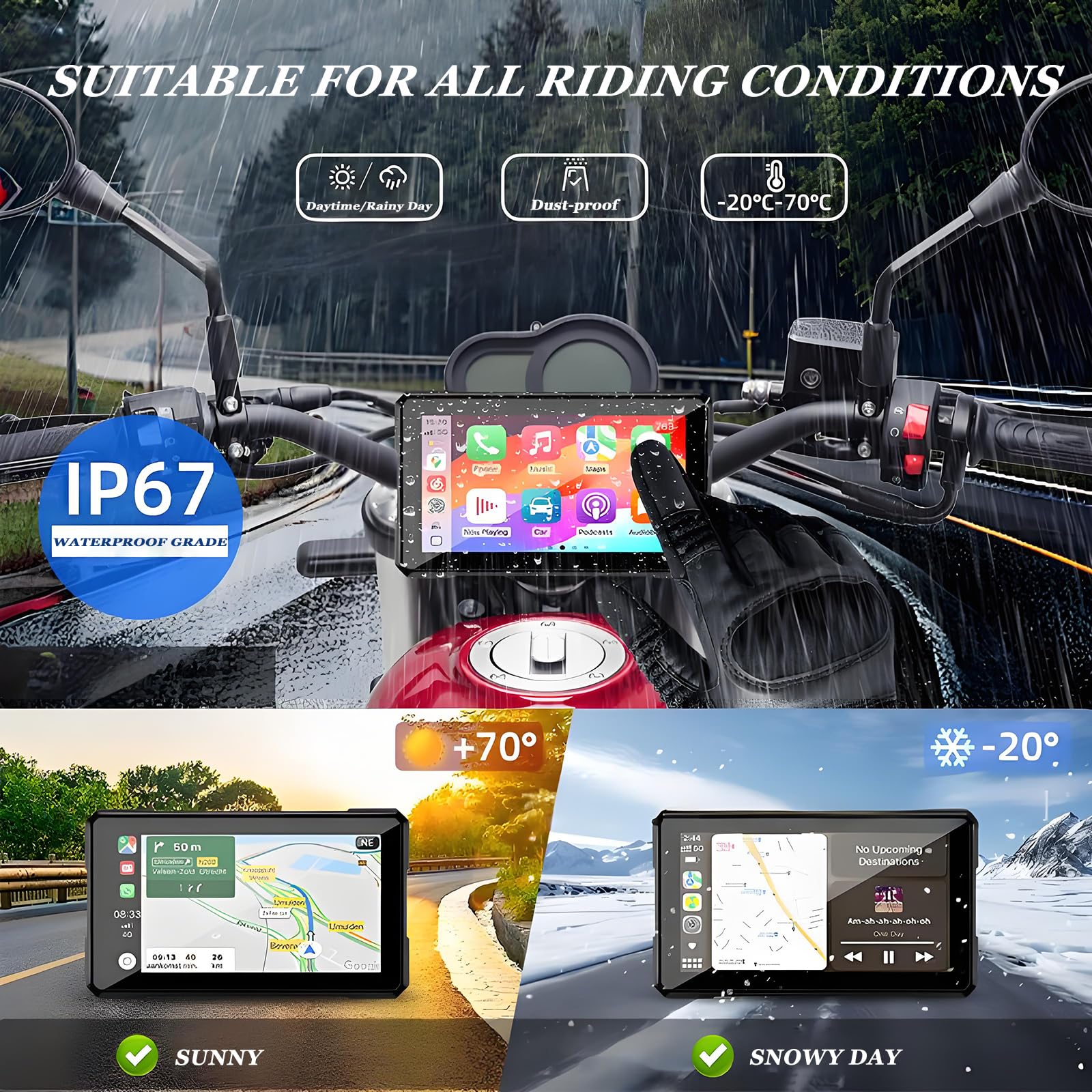 Écran Moto sans Fil CarPlay 5 Pouces pour Yamaha NIKEN 2018-2020 NIKEN GT, Portable Étanche D'affichage Écran avec Enregistreur de Conduite, Support Universel Guidon