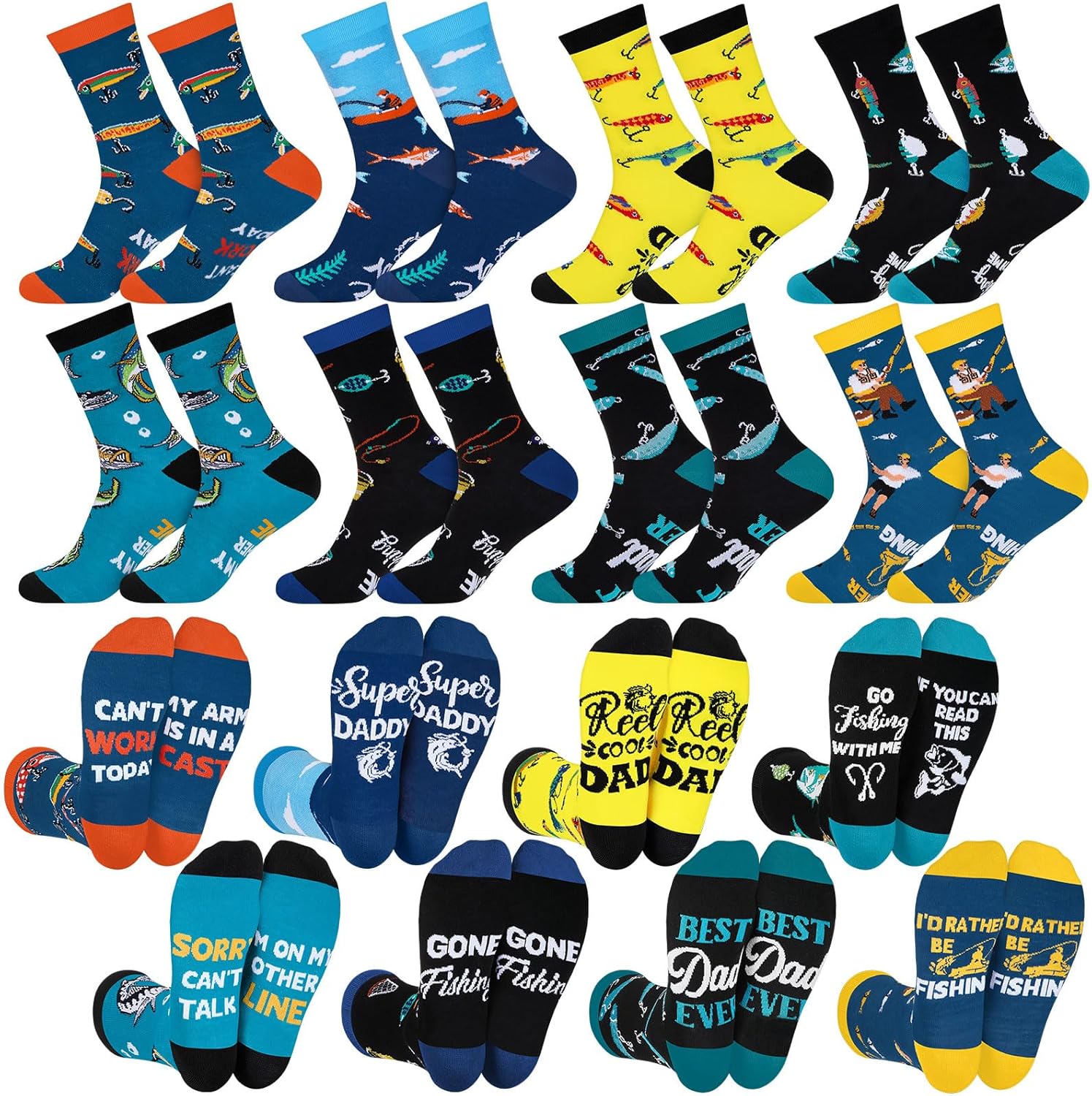 Haysandy 8 Pairs Men Funny Crew Socks Christmas Gifts Athletic Socks for Men Christmas Birthday Holiday Stocking Stuffer