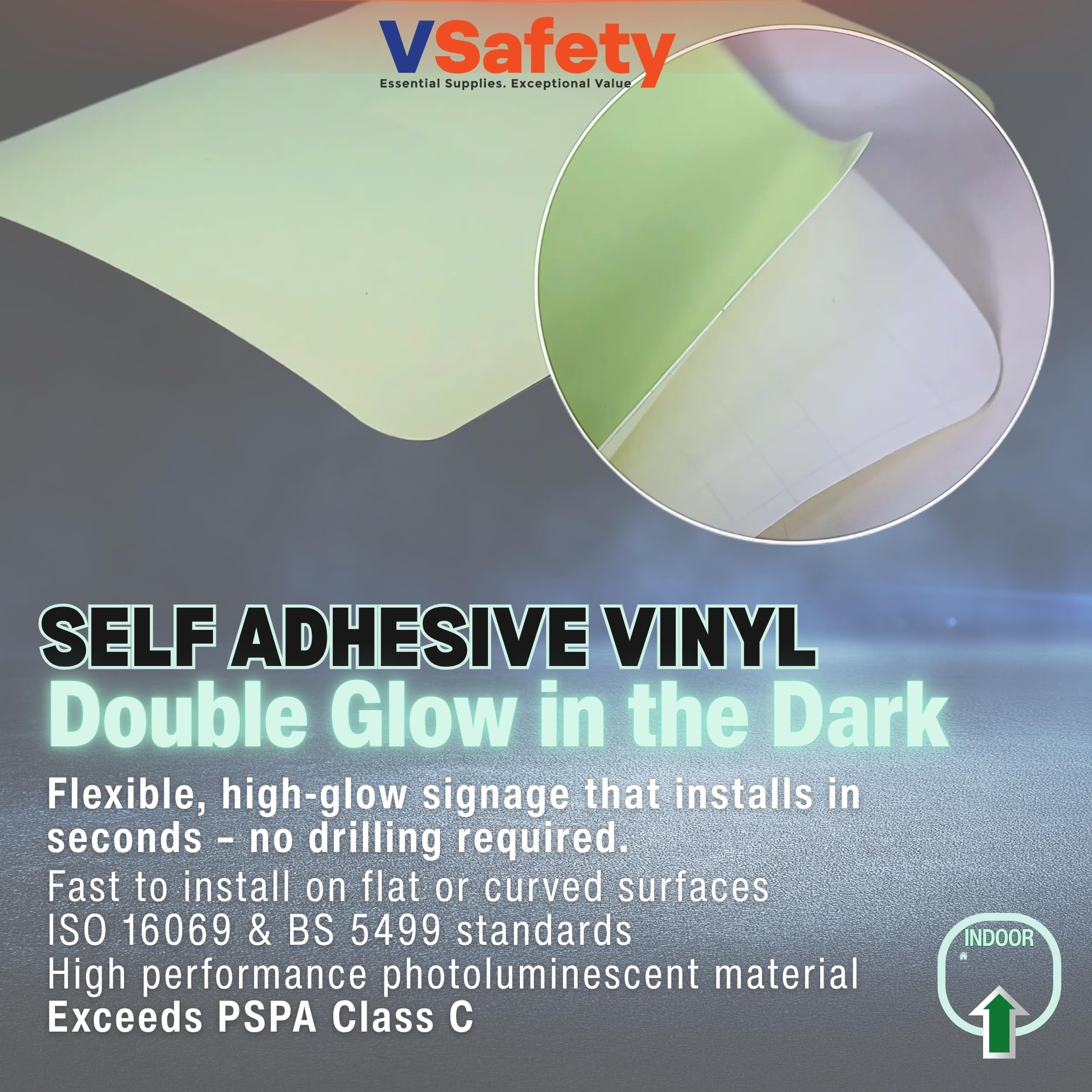 V Safety - Señal de límite de velocidad de 10 Mph que brilla en la oscuridad, advertencia de peatones, 800 x 600 mm, hecha de vinilo autoadhesivo de doble brillo, señalización de advertencia de