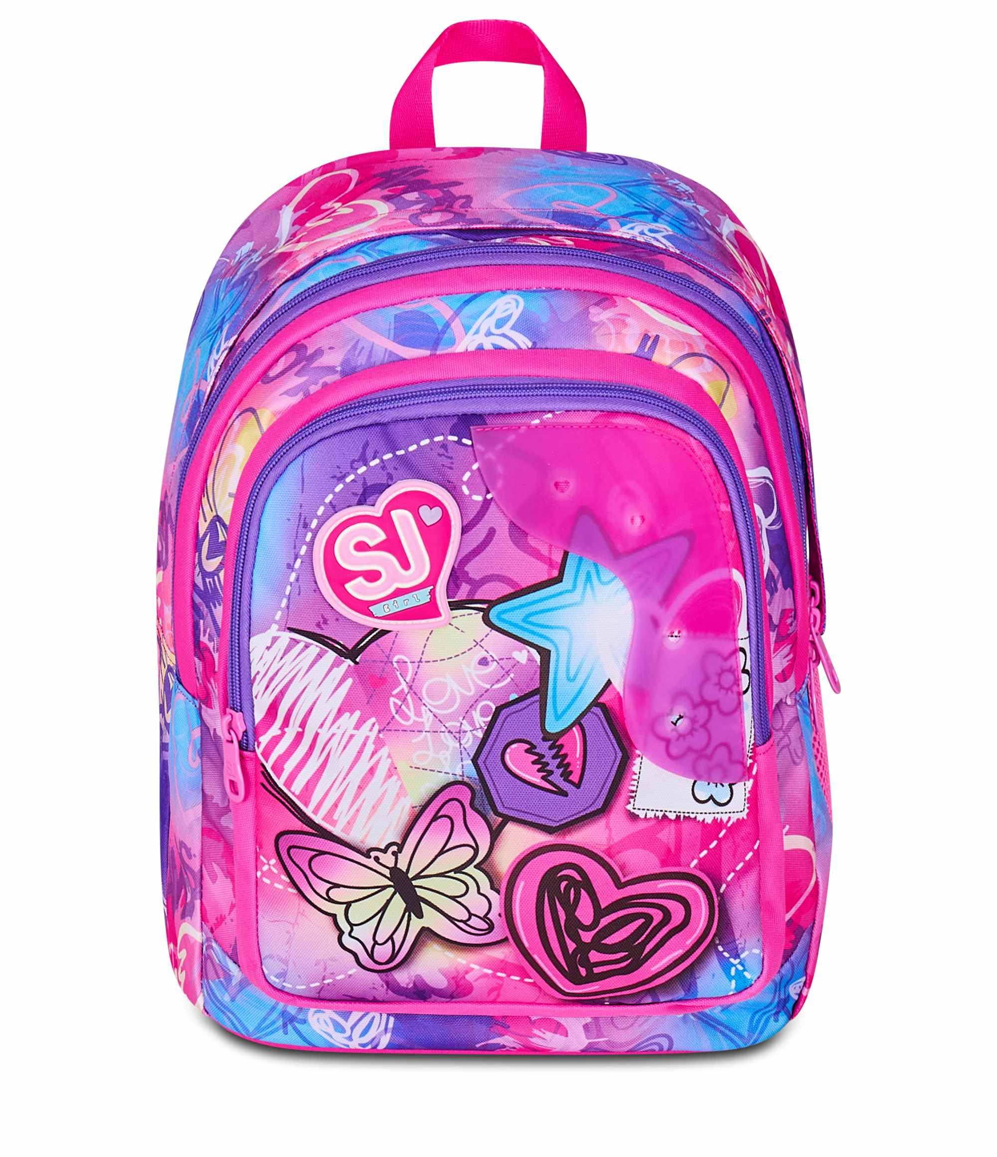 SJ GANG STYLE JAM GANG Zaino Scuola Advanced, Fucsia, Doppio Scomparto e Tasca per Borraccia, 29 L, Zaino Scuola Elementare, Zaino Bambina