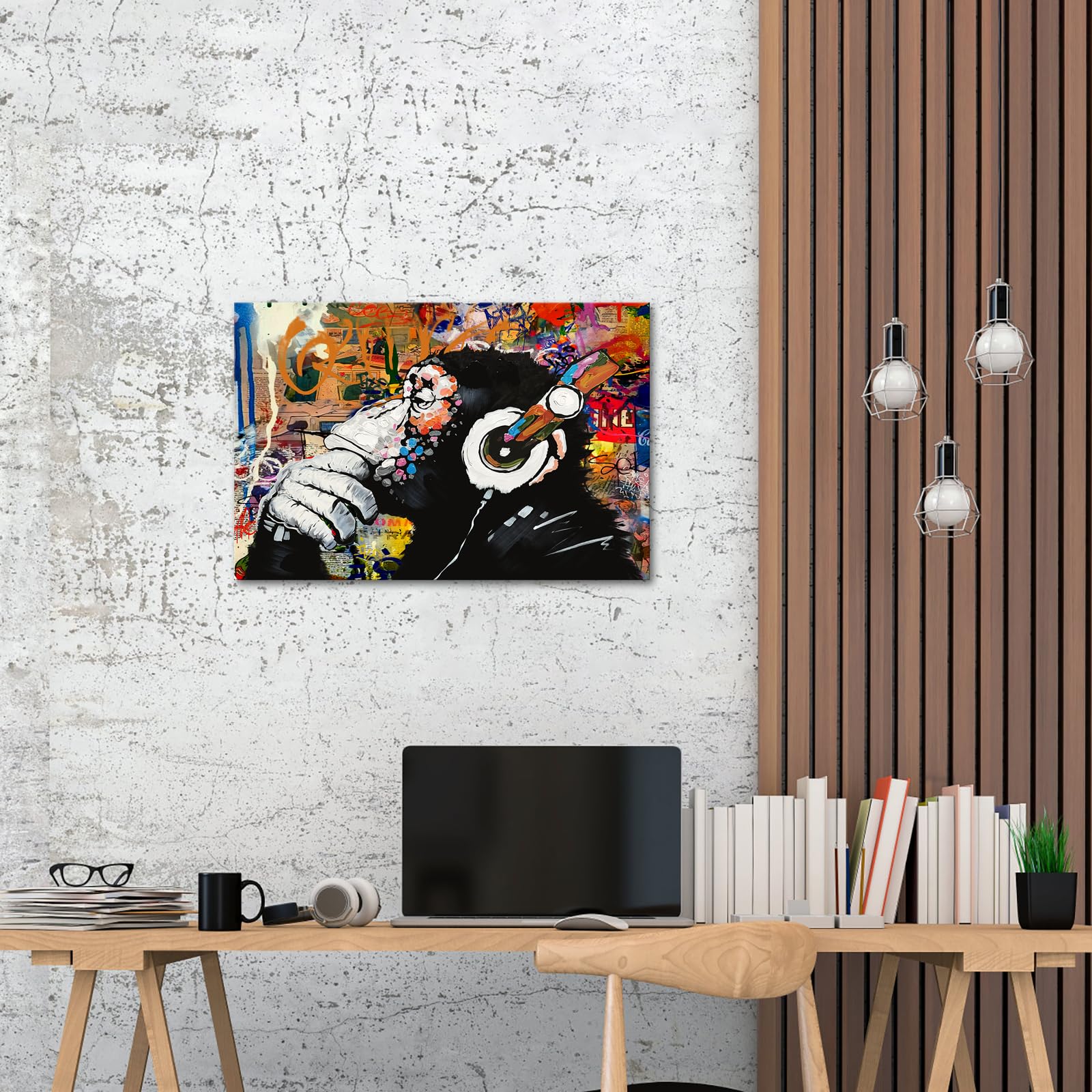 Amazon.com: iKNOW FOTO Graffiti Art Monkey Listening To Music