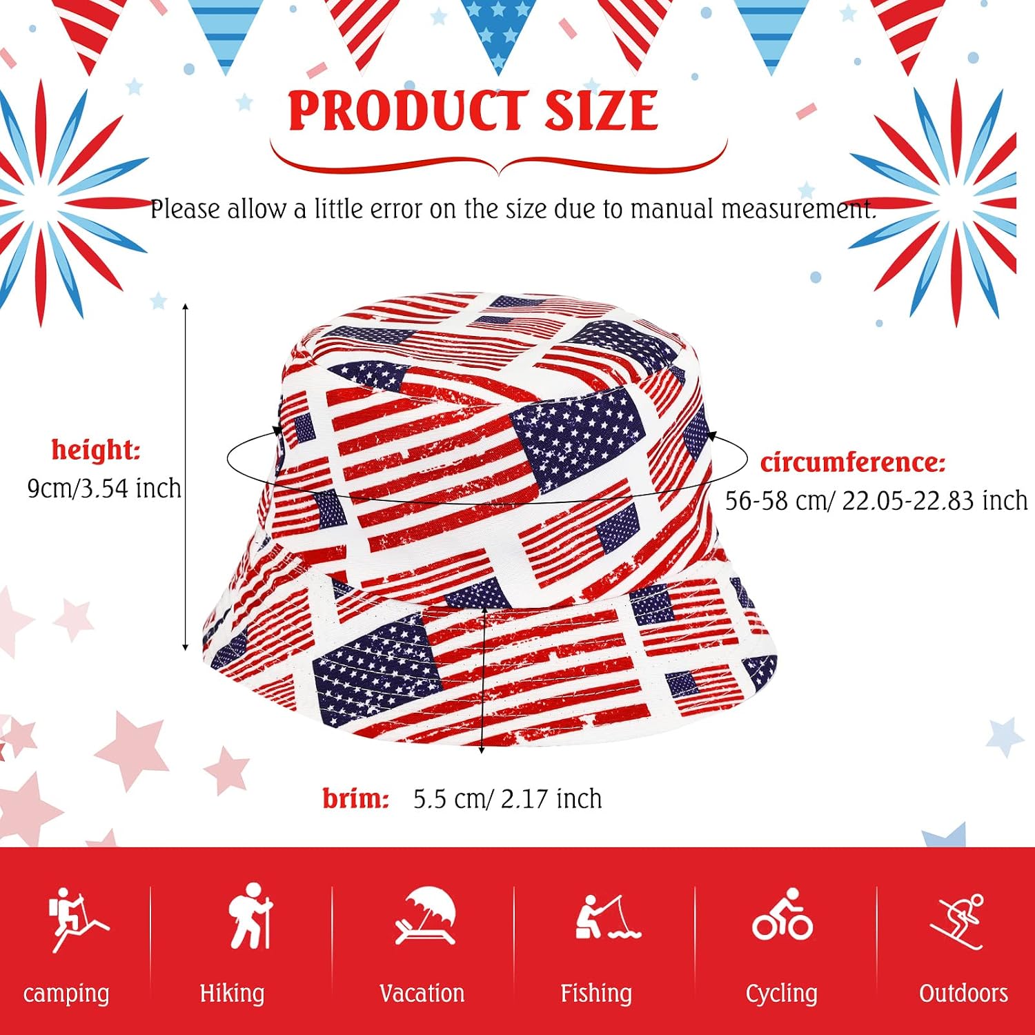 Zhanmai 4 Pcs American Flag Bucket Hat 4th of July USA Patriotic Hats for Women Men 2026 Soccer Tournament Party Hat