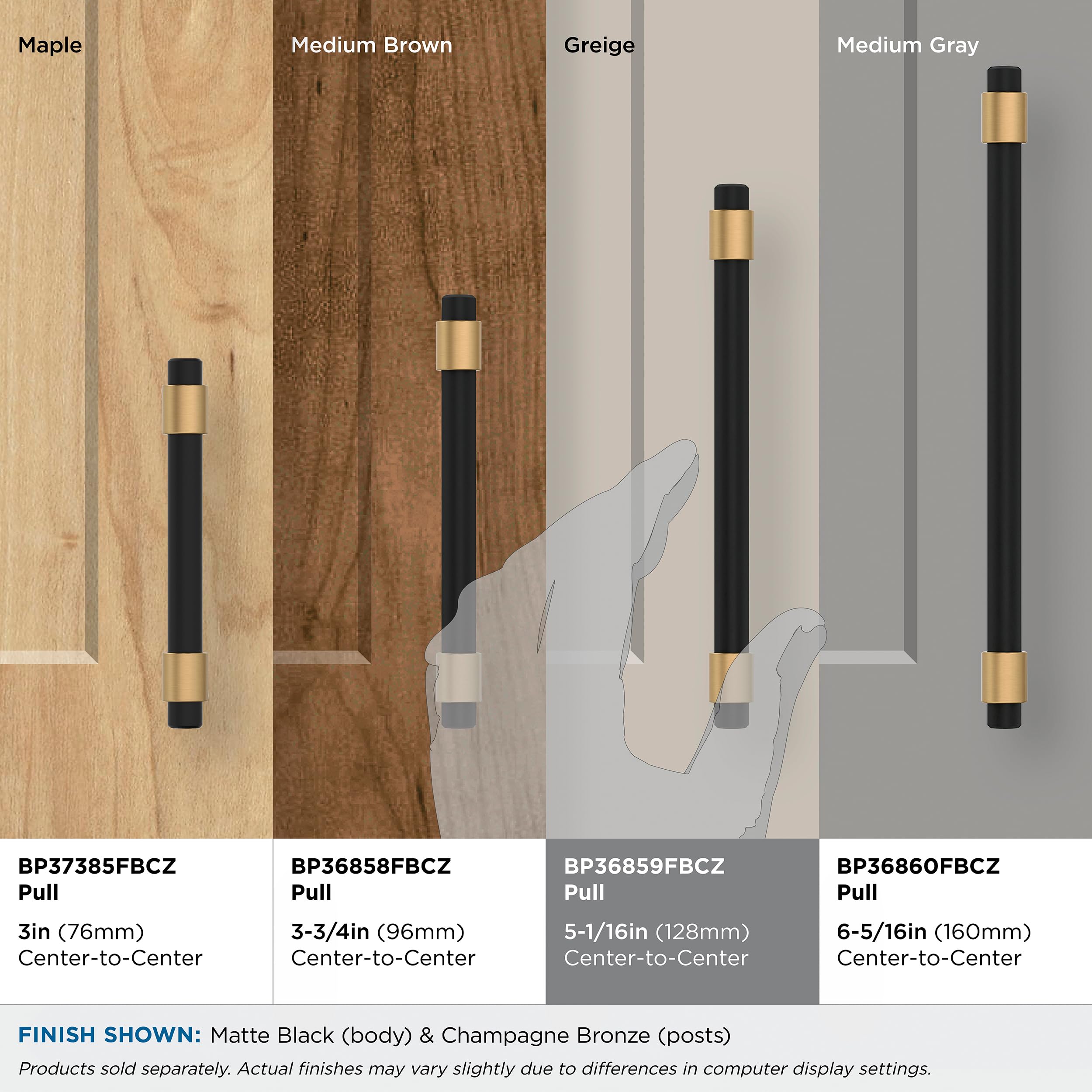 Amerock, Matte Black/Champagne Bronze, 5-1/16 inch (128mm) Center-to-Center - Image 3