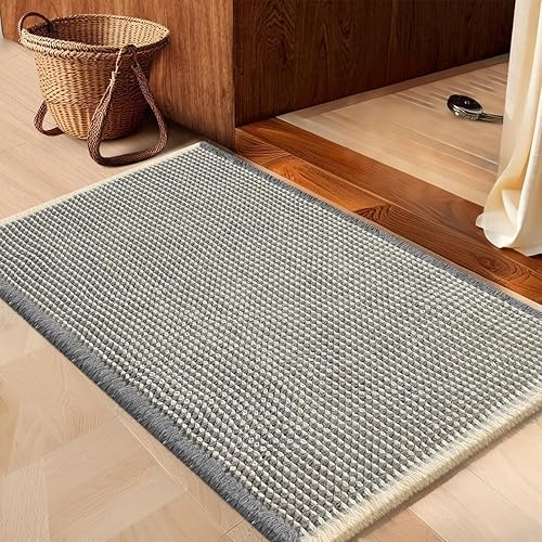 Miniatura 65 de Juego de alfombrilla de baño IM HOME 3 piezas beige, alfombrillas de baño modernas tejidas, alfombrilla de baño antideslizante absorbente,