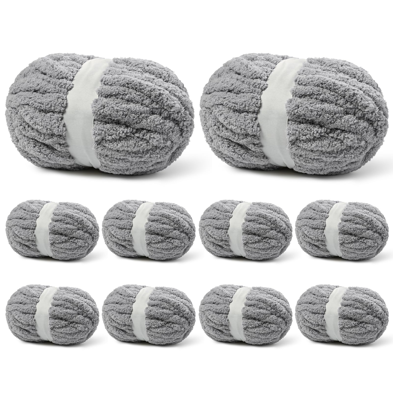 Amazon.com: (10 Skein) Light Gray Fluffy Chenille Chunky Yarn for