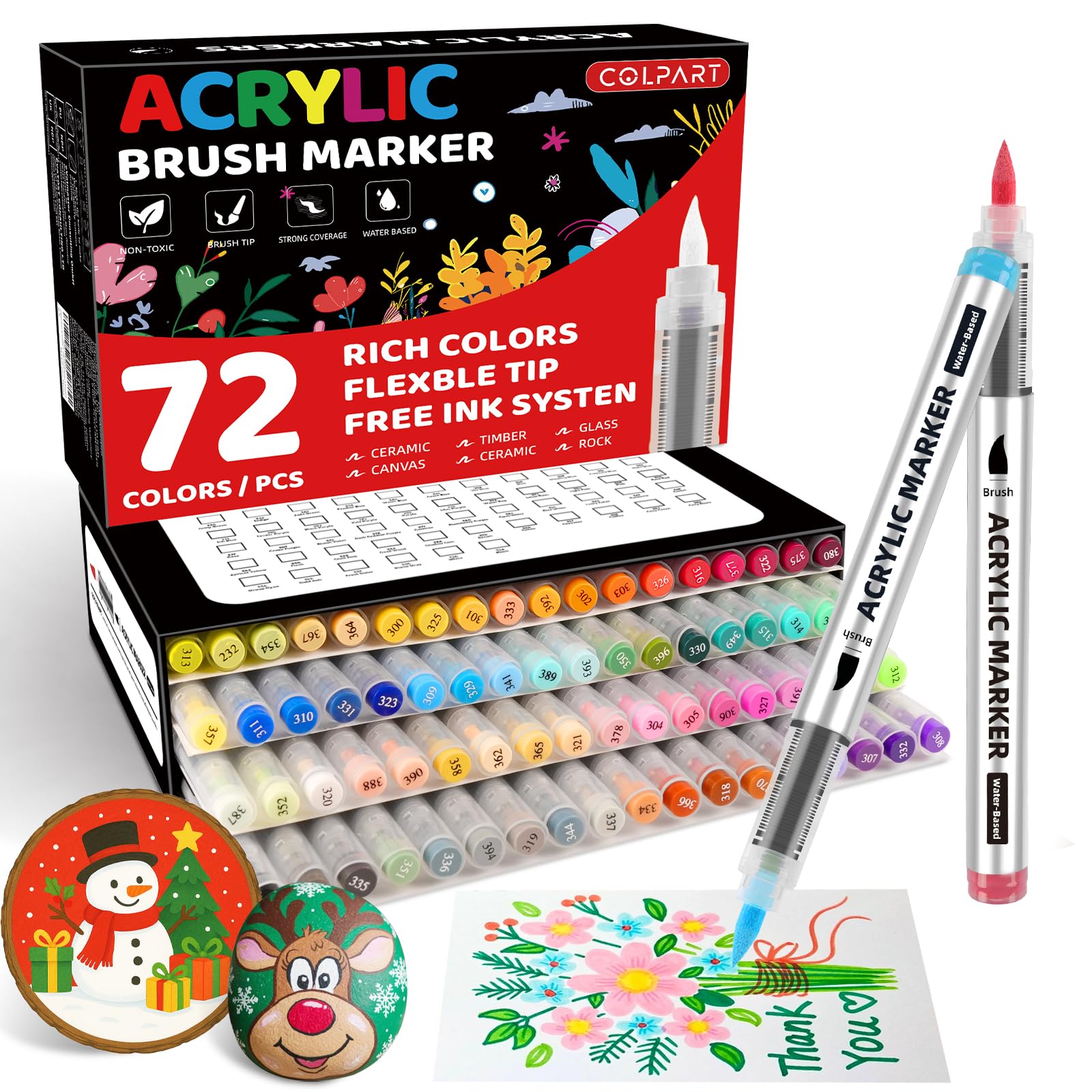Marqueurs acrylique pointe pinceau 72 nuances multi-surfaces opaques - 7