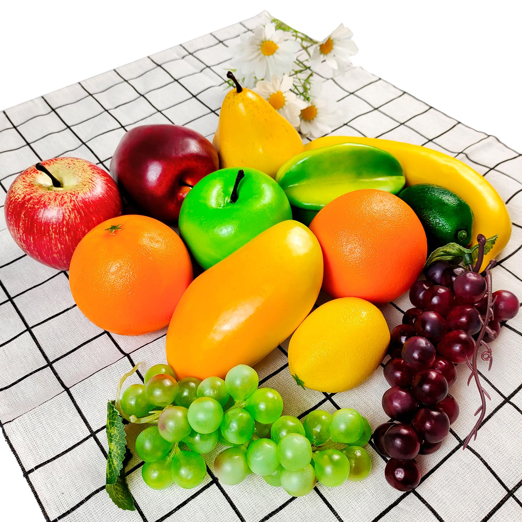 13 pezzi di frutta artificiale, frutta finta decorazione casa realistica frutta finta per centrotavola simulazione frutta festa decorazione mele artificiali arance finta uva