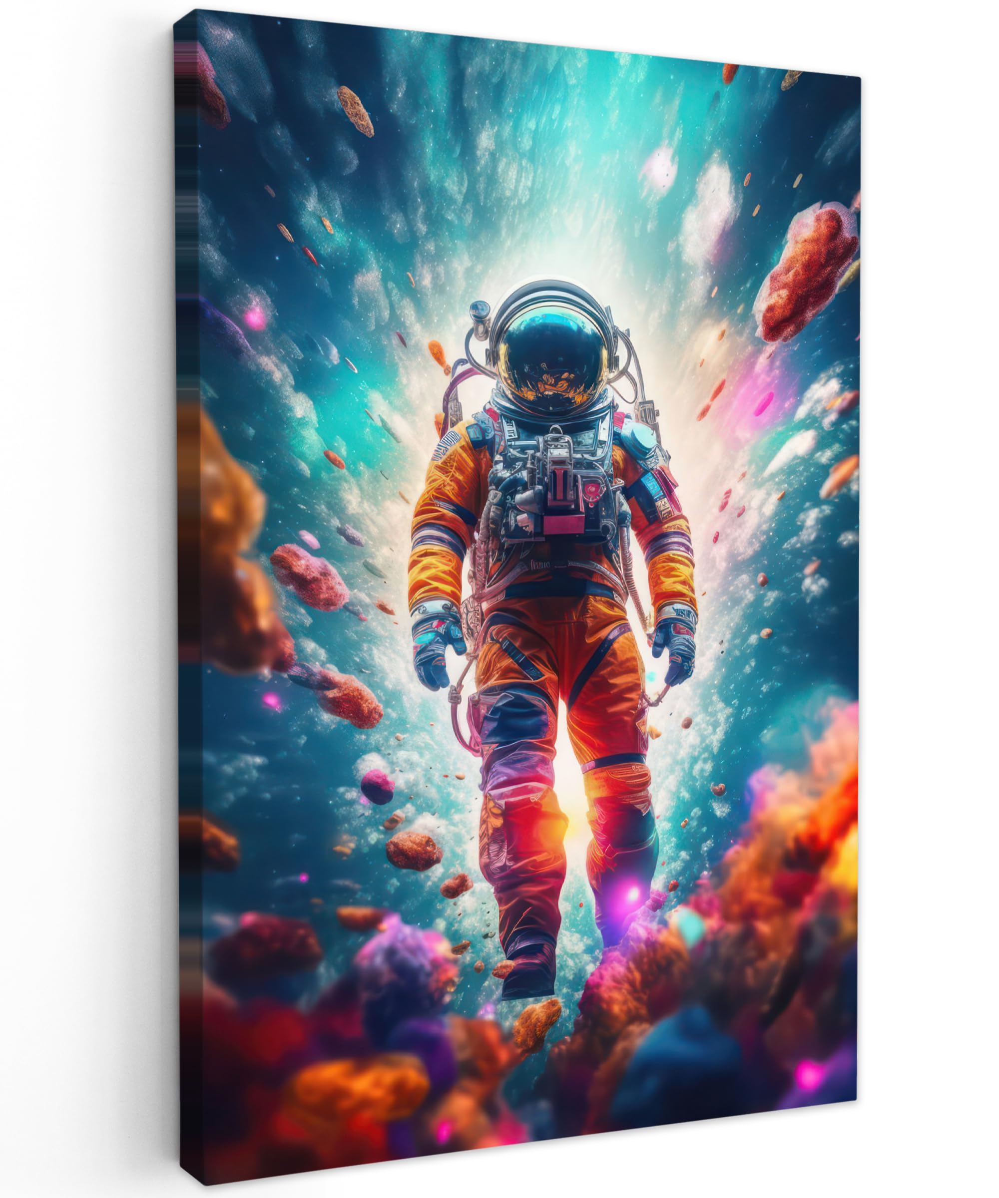 MuchoWow© Quadro Camera Da Letto 80x120 cm Quadri Soggiorno Decorazione Parete Quadri Moderni Su Tela Stampe Foto Con Cornice Quadretti Poster Casa Astronauta - Meteorite - Neon