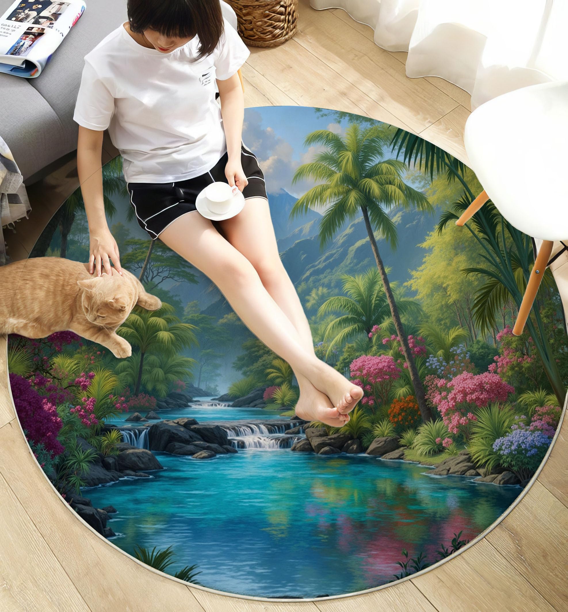 Tapis rond 160cm lavable machine, la solution anti-glisse poil bas