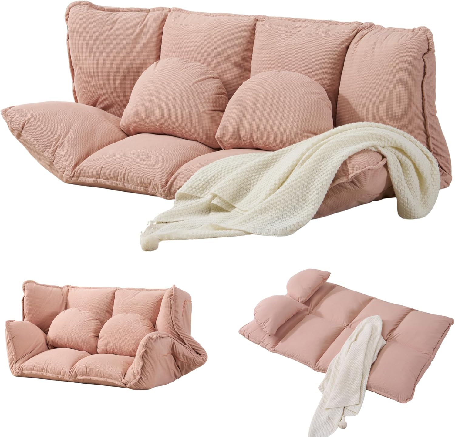 セルタン コンパクトソファ SUICA-mini ブークレ生地 アイボリー 背部 セルタン コンパクトソファ SUICA-mini ブークレ生地 アイボリー 背部