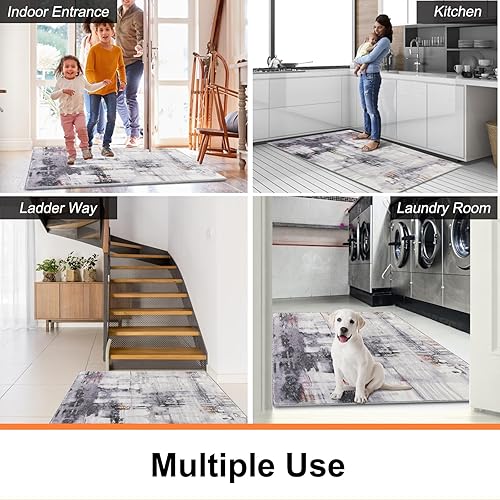 Miniatura 6 de Cristgee Tapete para puerta delantera, de lana sintética, antideslizante, absorbente, abstracto, para entrada, pasillo, lavandería, zonas de alto