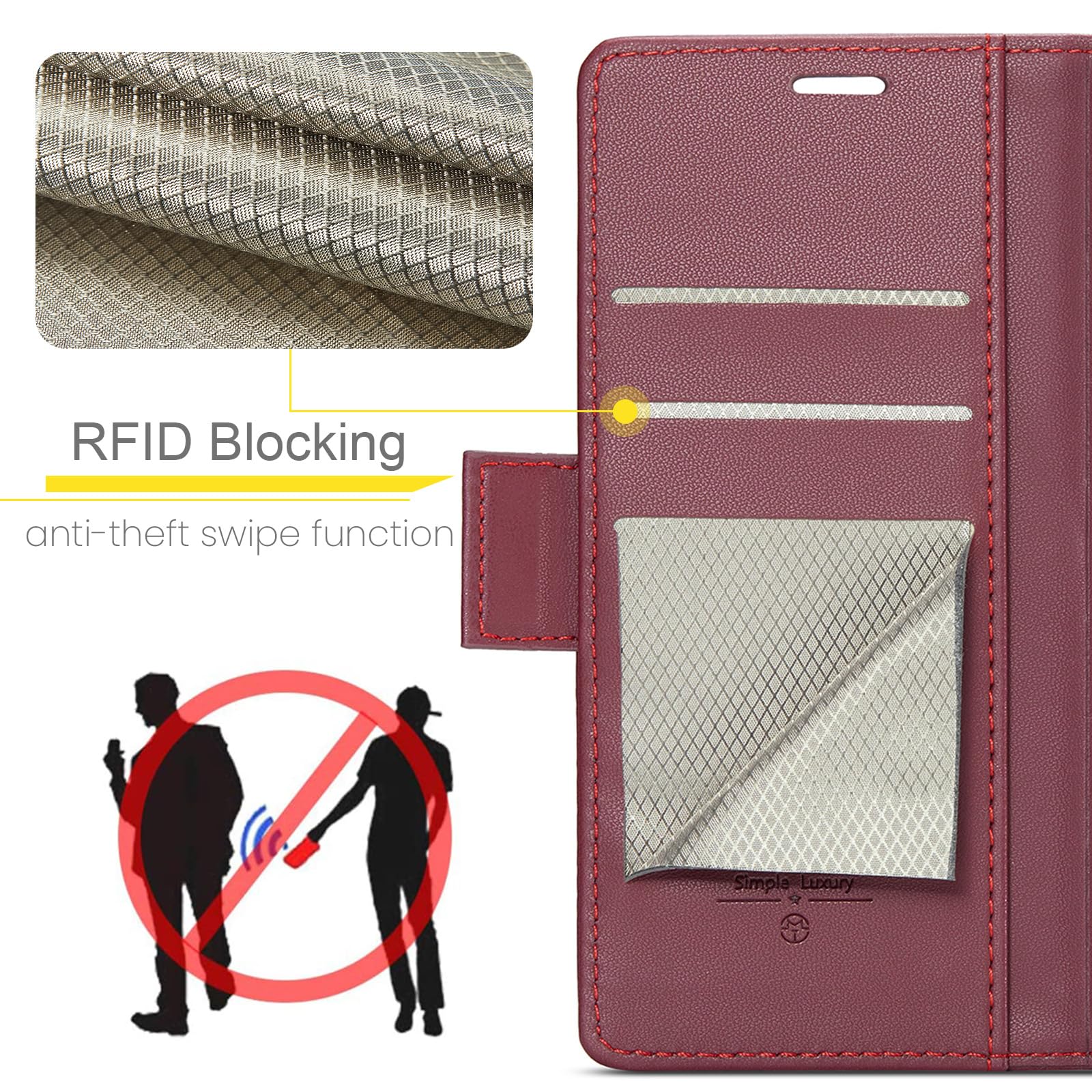 FCOZCKLOM Compatible with Samsung Galaxy S24 Ultra Wallet Case with RFID Blocking Card Holder,Kickstand Flip Folio Leather Phone Case for Samsung Galaxy S24 Ultra 6.8 inch (Wine Red)