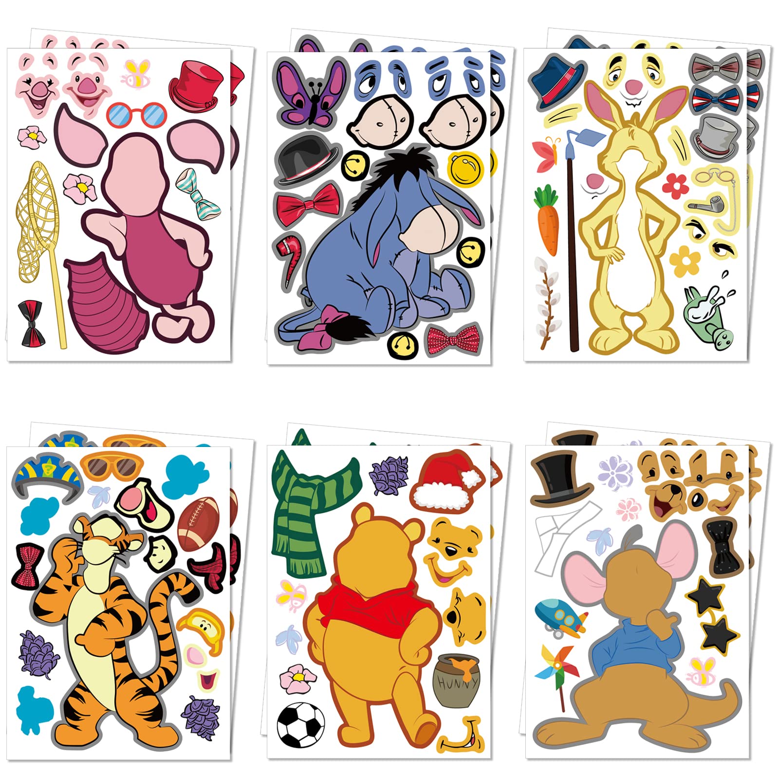 Winnie Bear Make a Face Stickers Cartoon Bear Birthday Party Favors for Cute Cartoon Bear Themed Party Supplies