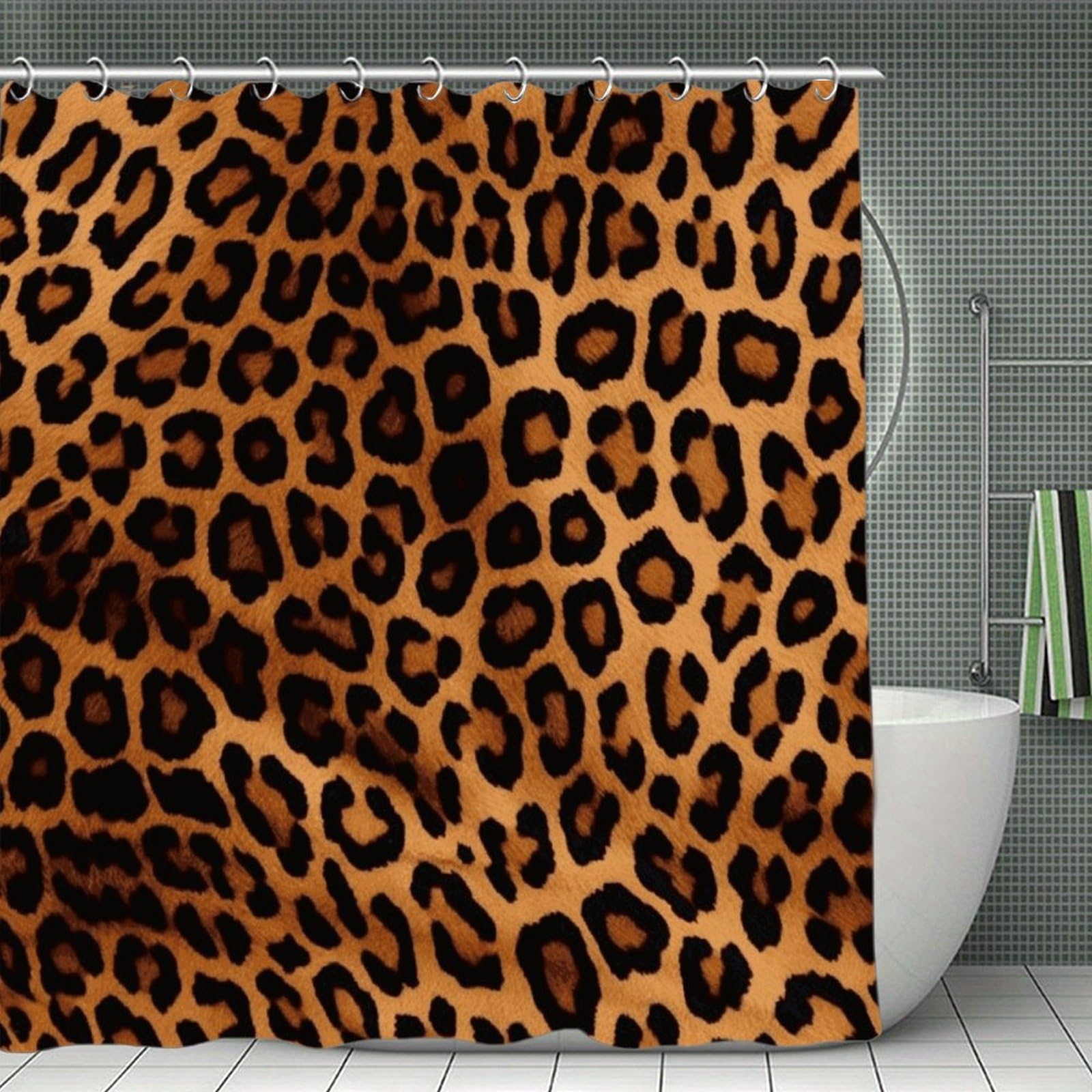 JTREHY Cool Cheetah Leopard Shower Curtain Waterproof Bathroom Shower Curtain Machine Washable Bath Curtains Polyester Cloth Bath Curtains for Bathroom Showers 70.8×70.8Inch