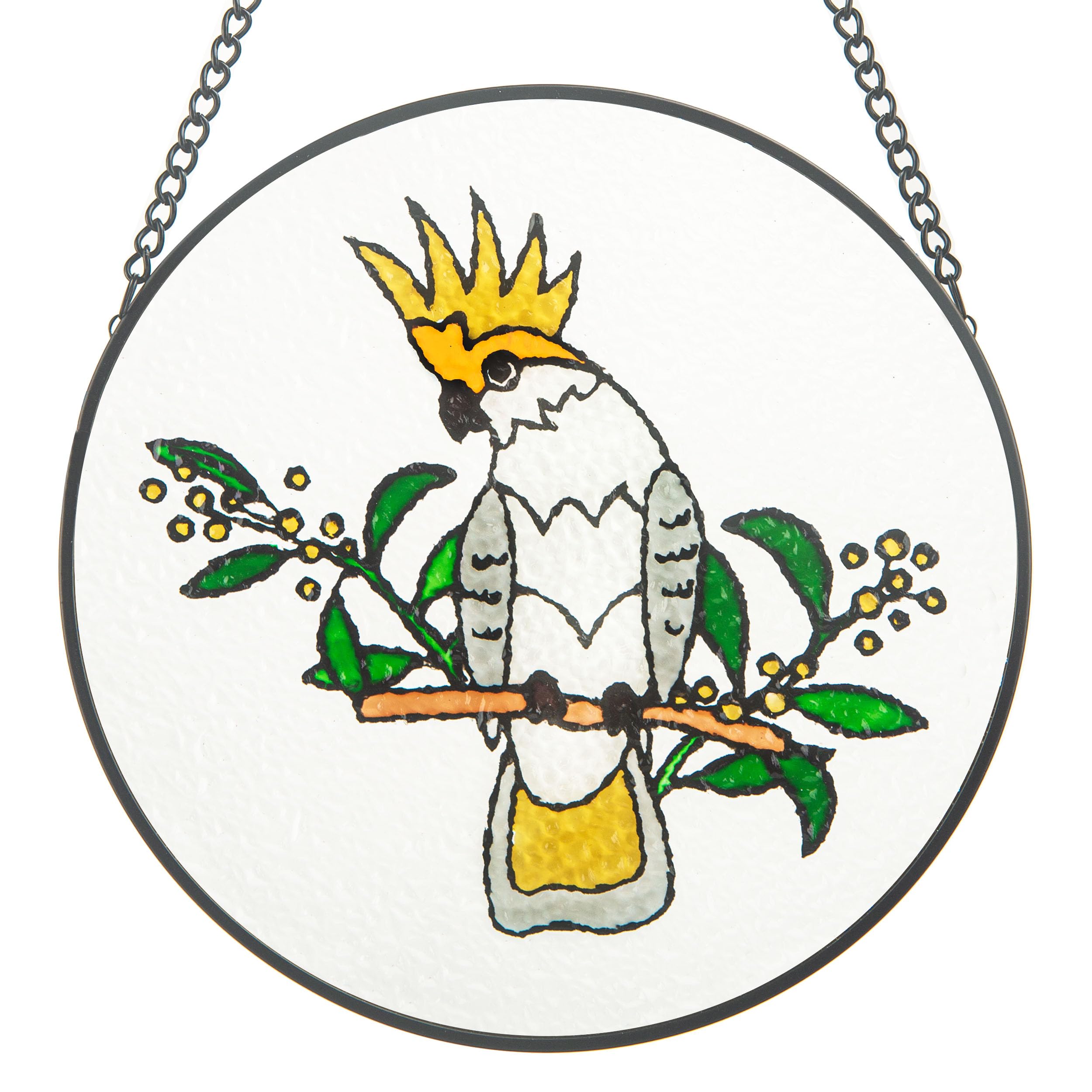Photo 1 of Parrot Suncatcher Parrot Stained Glass Window Hanging Bird Suncather for Home Window Decor Christmas Birthday for Mom Grandma-Yellow Style-b