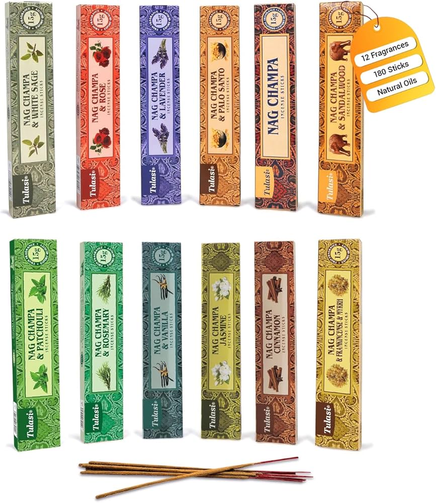 Amazon.com: Nag Champa Incense Sticks with Natural Oils, Assorted