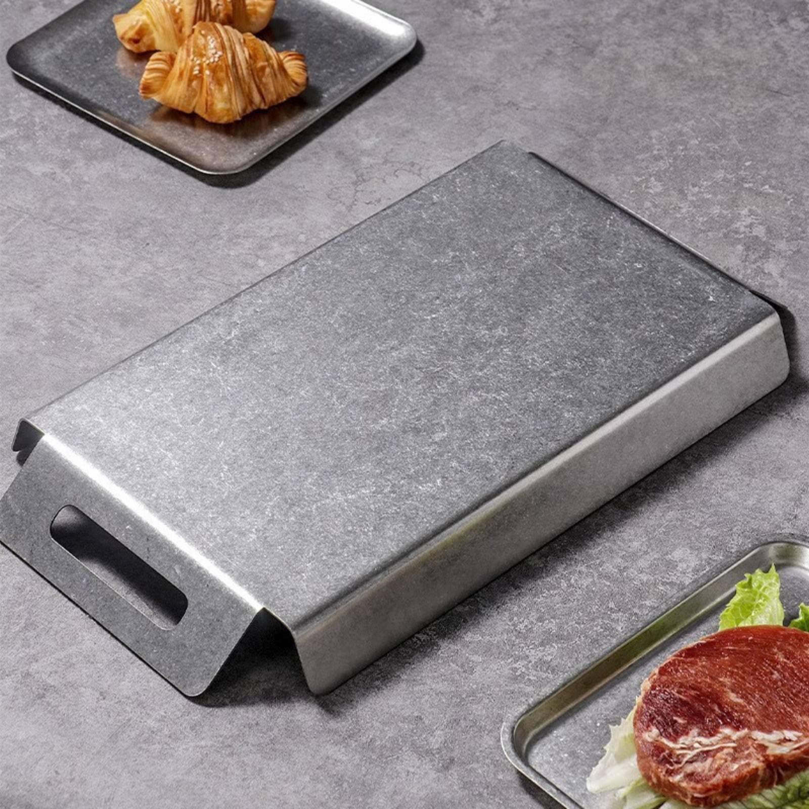 Banja Acero Inoxidable Metálica Banja Servicio Industrial Vajilla para Restaurantes, Camareros, Café, Comedor, Mediano 43.3cm X 24.0cm