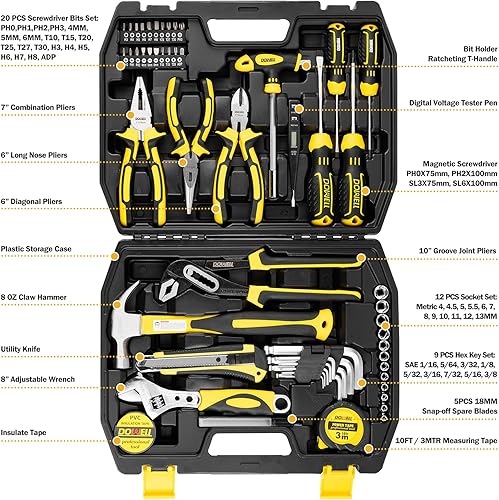 Miniatura 2 de DOWELL Tool Set Tool Kit 62PCS Homeowner Tool Set Wrench Pliers Screwdriver Set Repair Tool Kit