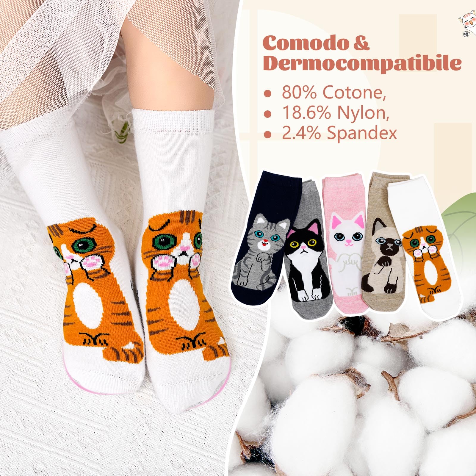ZAKASA Calzini Bambina Ragazze Divertenti: Calze Cotone Fantasia Bambino Animali Calzino Corti Colorate Bambini