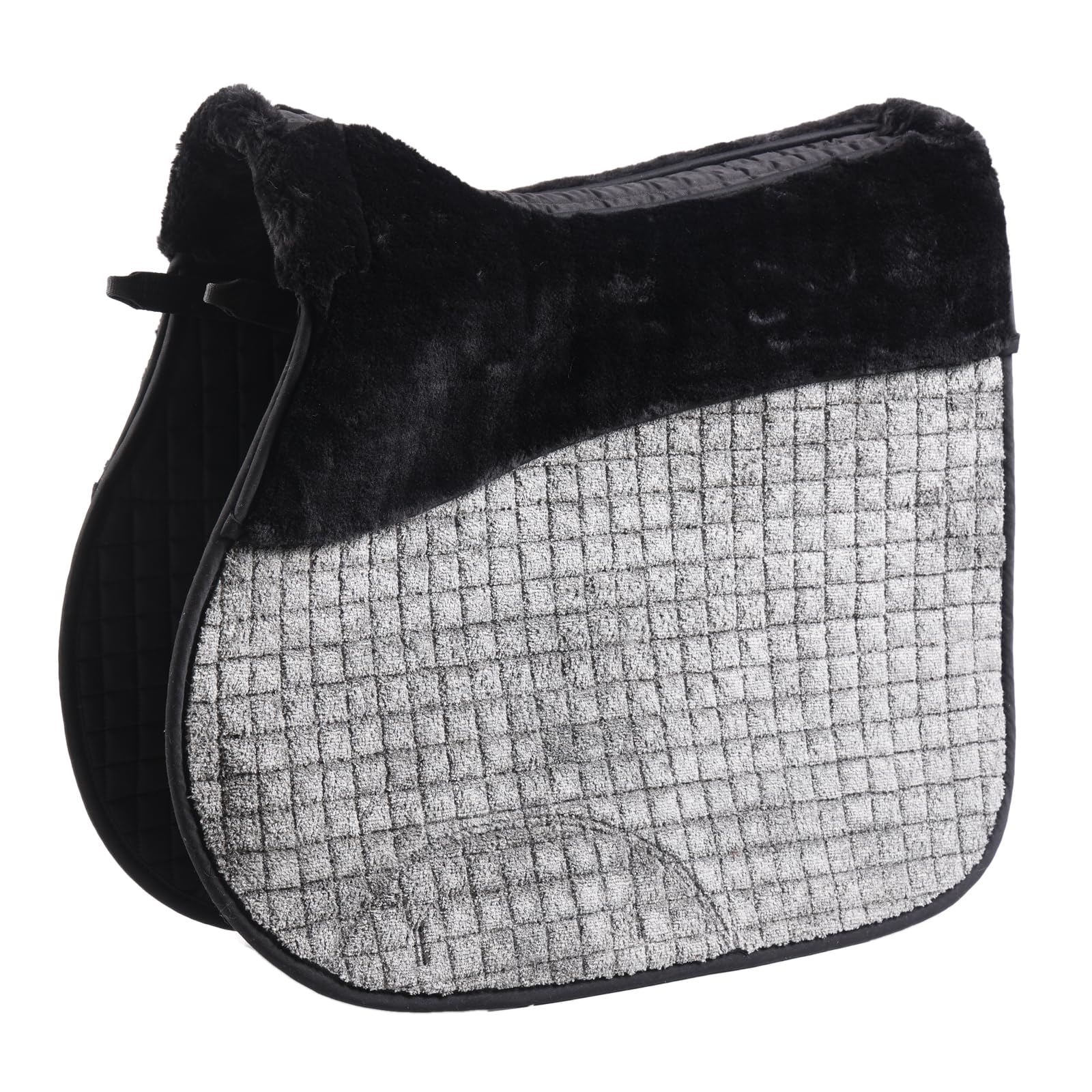Sottosella in finta pelliccia per saltare, coperta completa, Numnah GP, quadrata, trasparente, colonna vertebrale alta, garrese modellante, equitazione, spettacolo, ammortizzante, traspirante