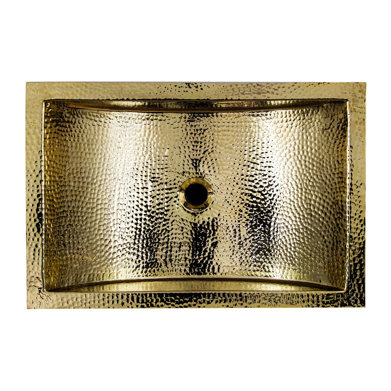 Nantucket Sinks Undermount Bathroom Sink – 23.5" Handmade Brass Bath Sink, Rectangle Design with Overflow, Hand Hammered, Sturdy, Shiny Gold Color – Brightwork Collection