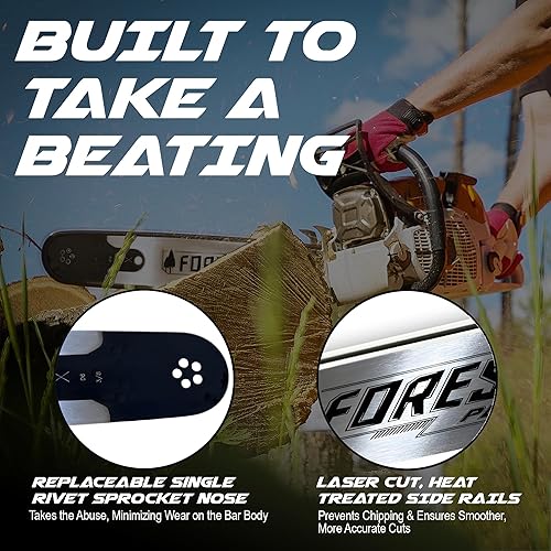 Miniatura 2 de FORESTER Barra guía de motosierra de repuesto de platino de 20 pulgadas - 20 pulgadas de longitud, paso de 38 pulgadas, calibre .050, montaje D025,