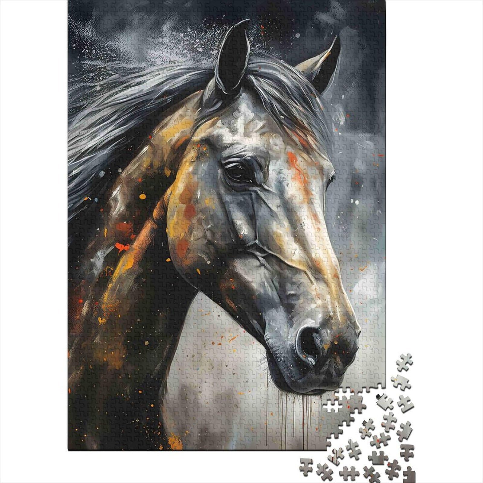 horse golden light jigsaw puzzle for adults paper 1000pc family game wall art — image 1